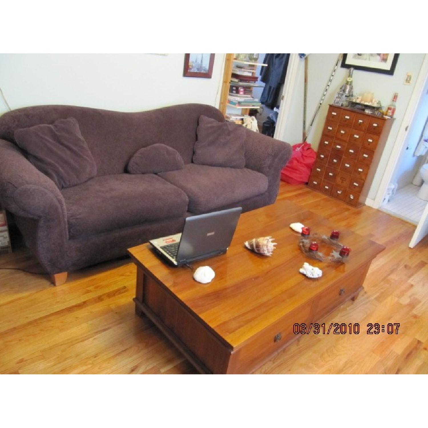 Raymour & Flanigan Purple Pattern Couch - image-1