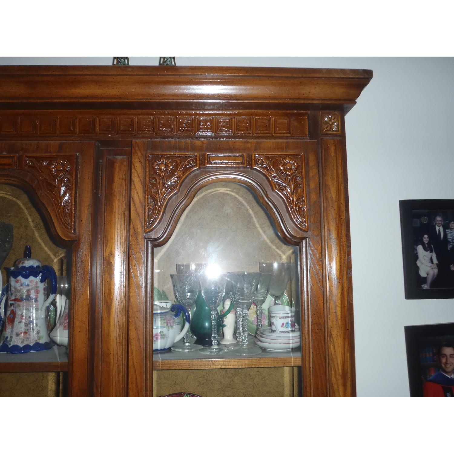 Thomasville Large Oak Wall Unit/China Display/Hutch - image-2