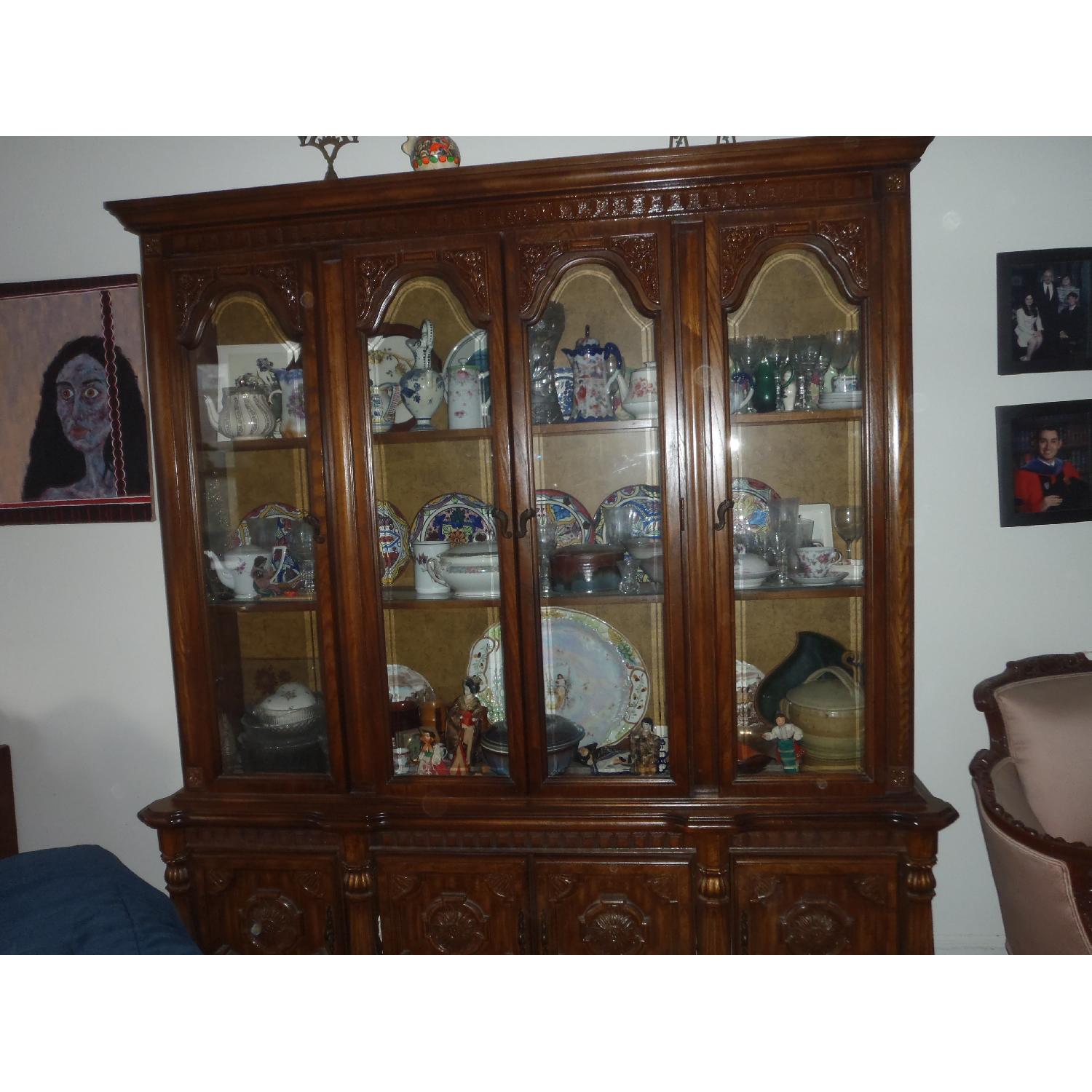 Thomasville Large Oak Wall Unit/China Display/Hutch - image-5