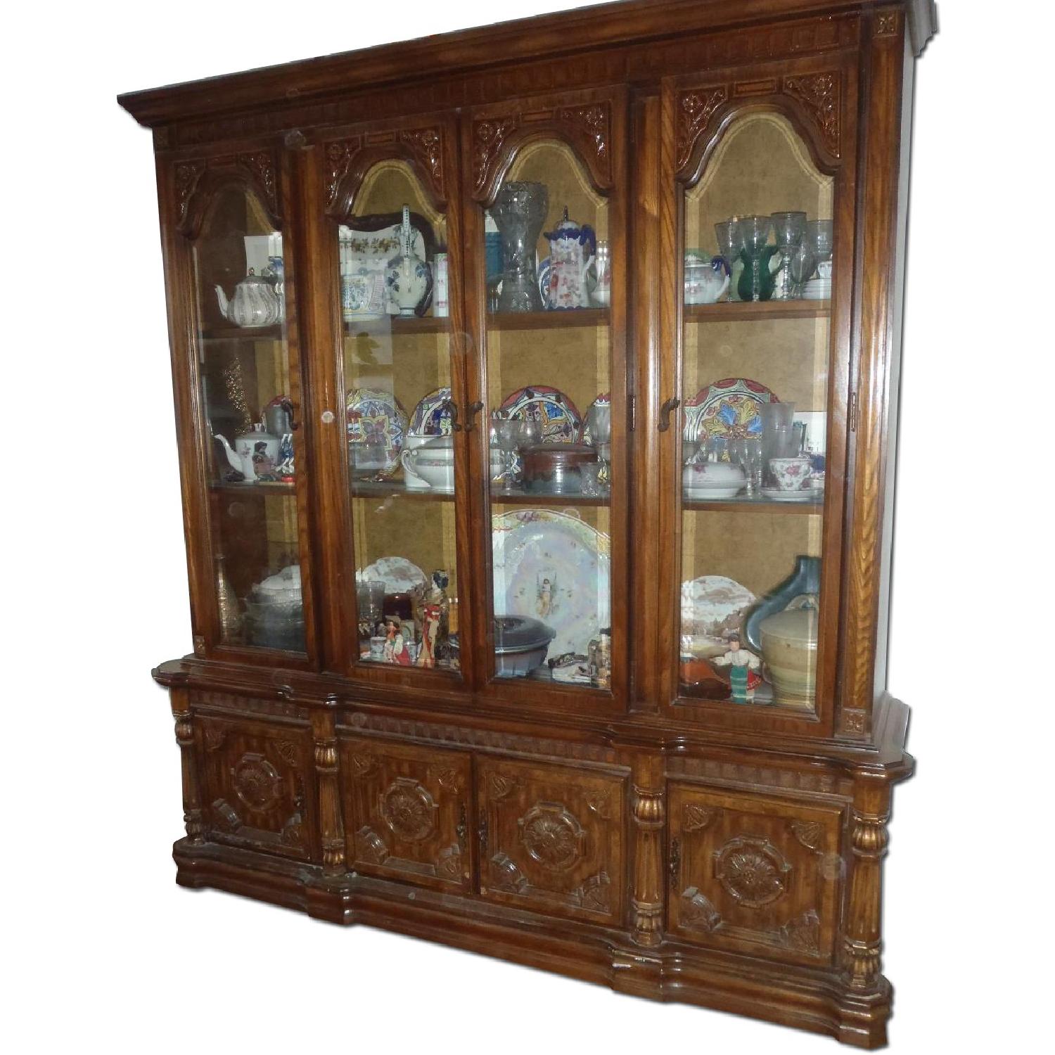 Thomasville Large Oak Wall Unit/China Display/Hutch - image-0