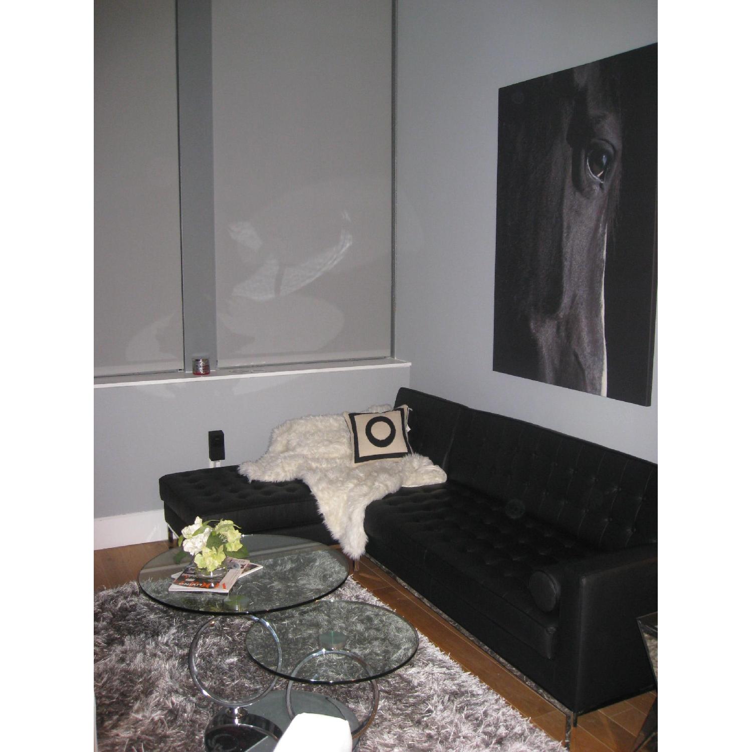Modern Black Leather Sectional Sofa - image-2