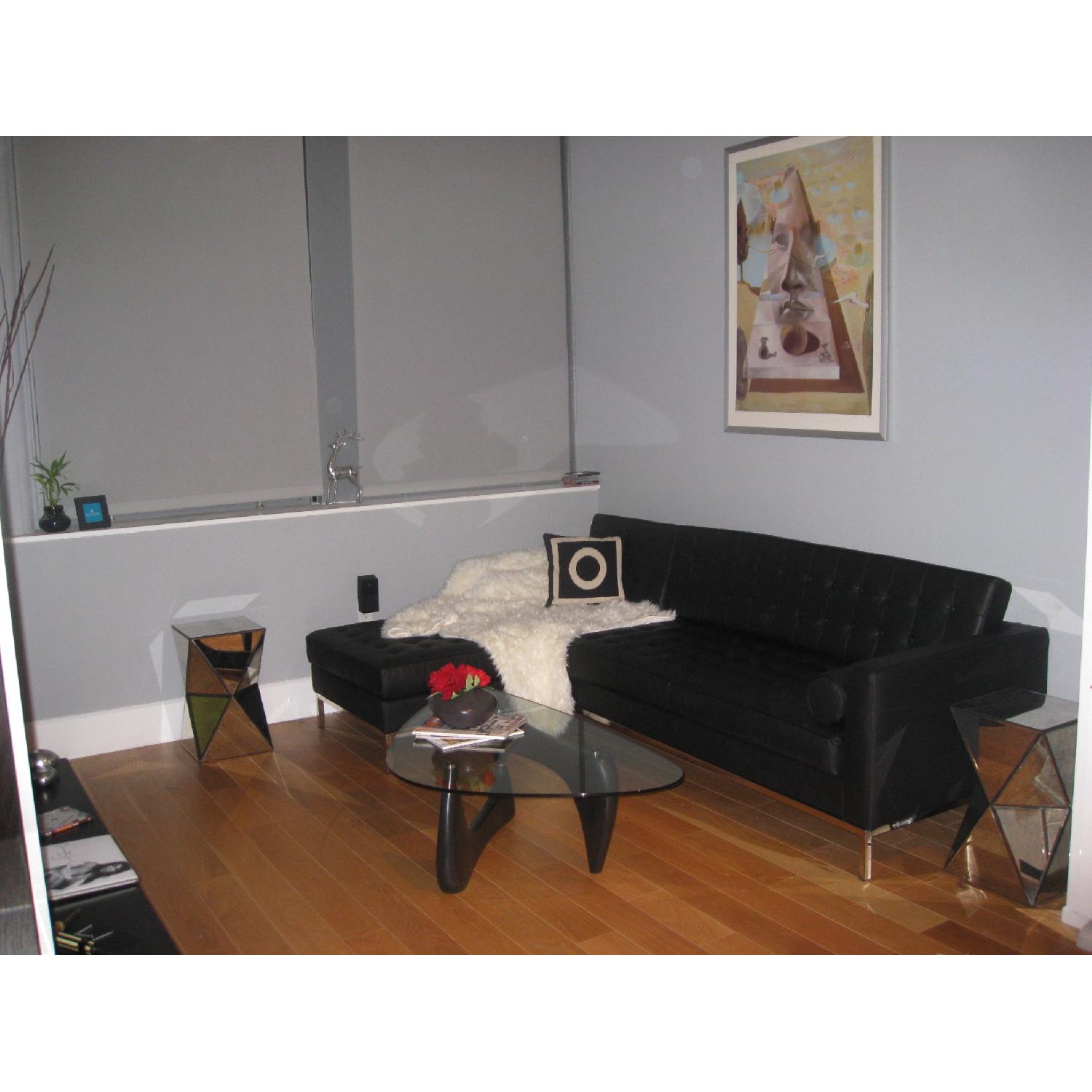 Modern Black Leather Sectional Sofa - image-3