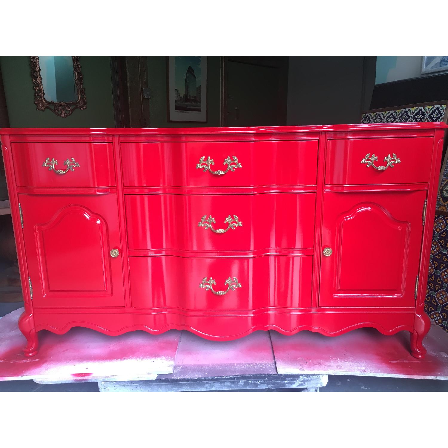 Solid Maple Wood Chinese Red Sideboard - image-1