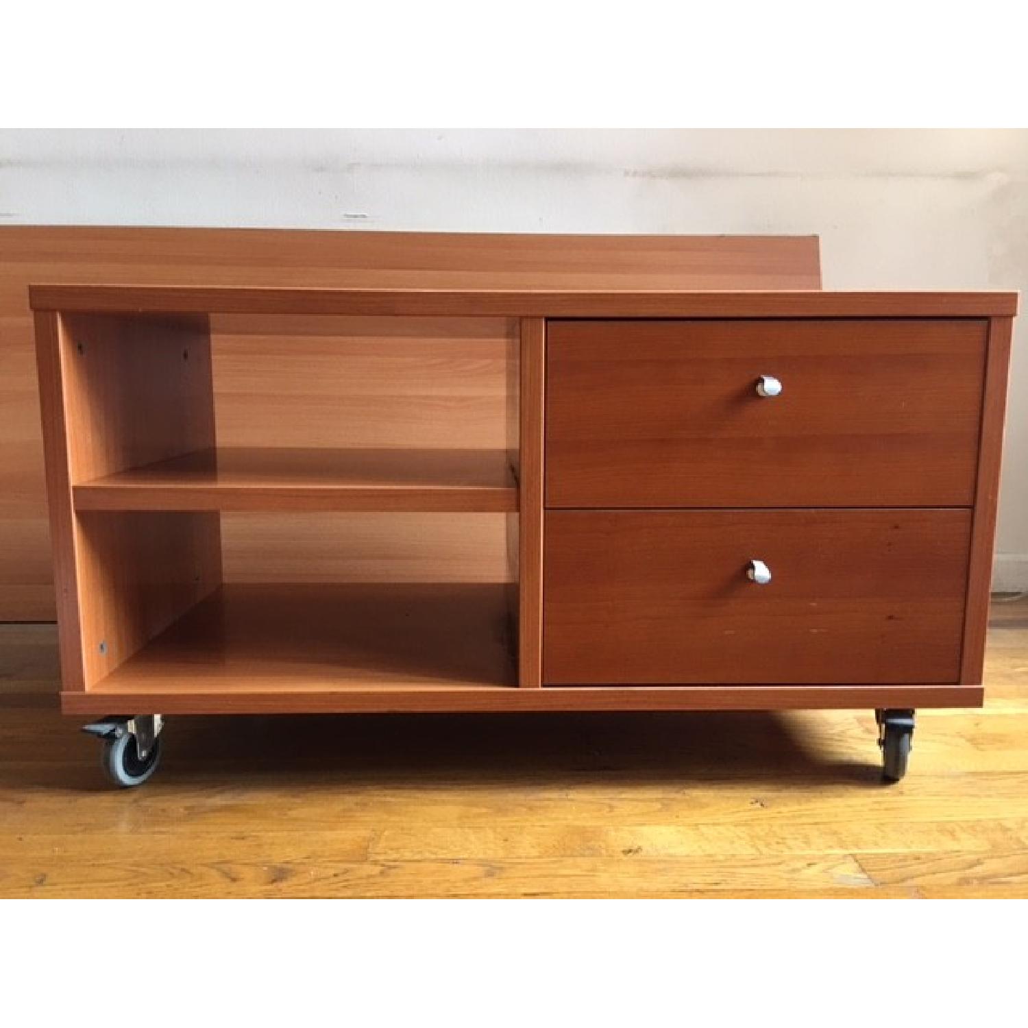 Crate & Barrel TV Stand on Wheels - image-1