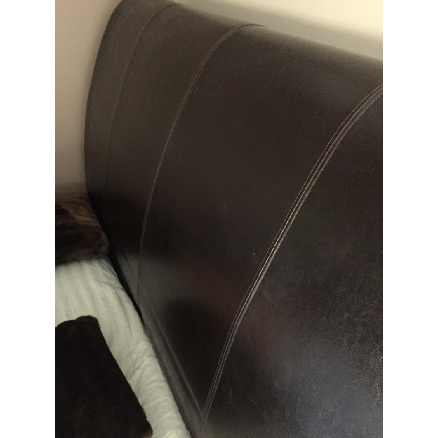 Leather Sleigh Queen Size Bed - image-4