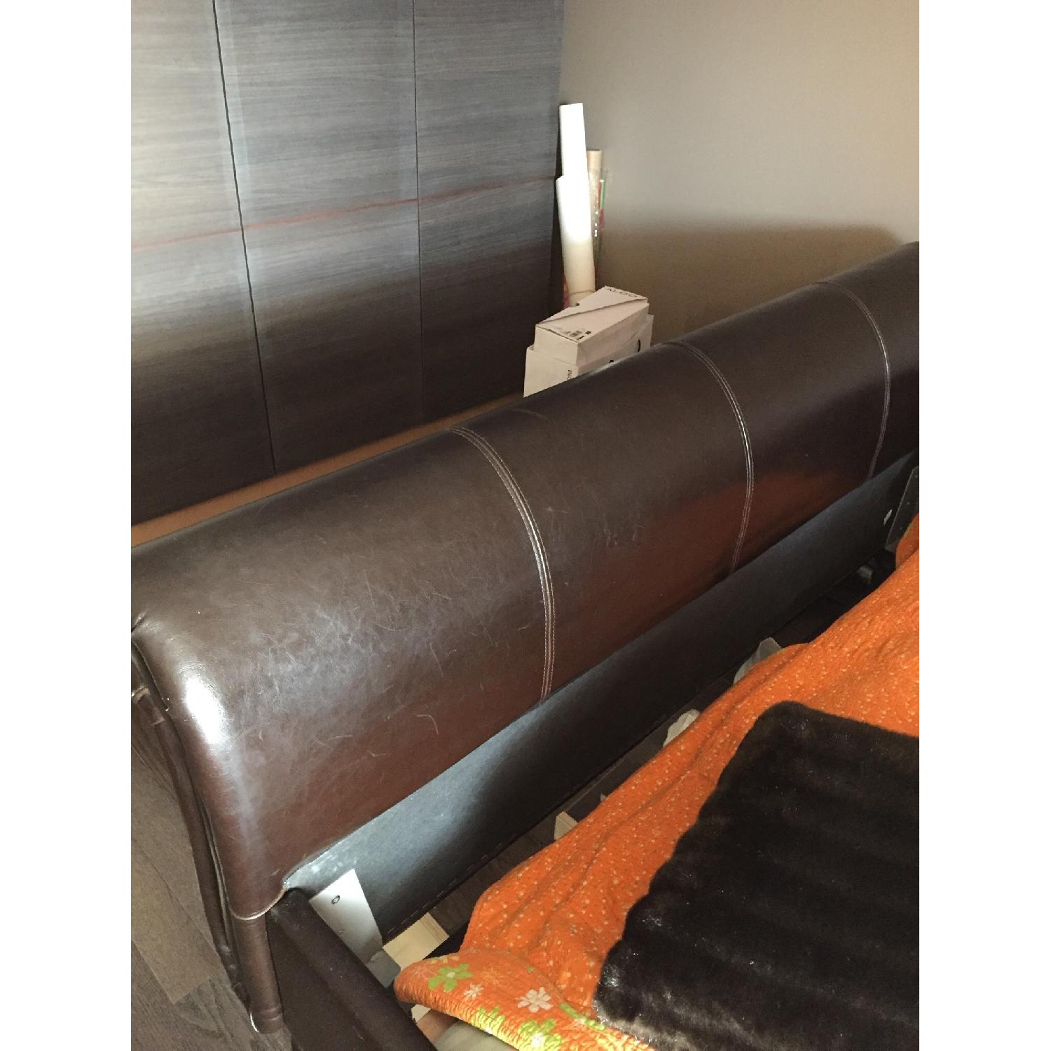 Leather Sleigh Queen Size Bed - image-6