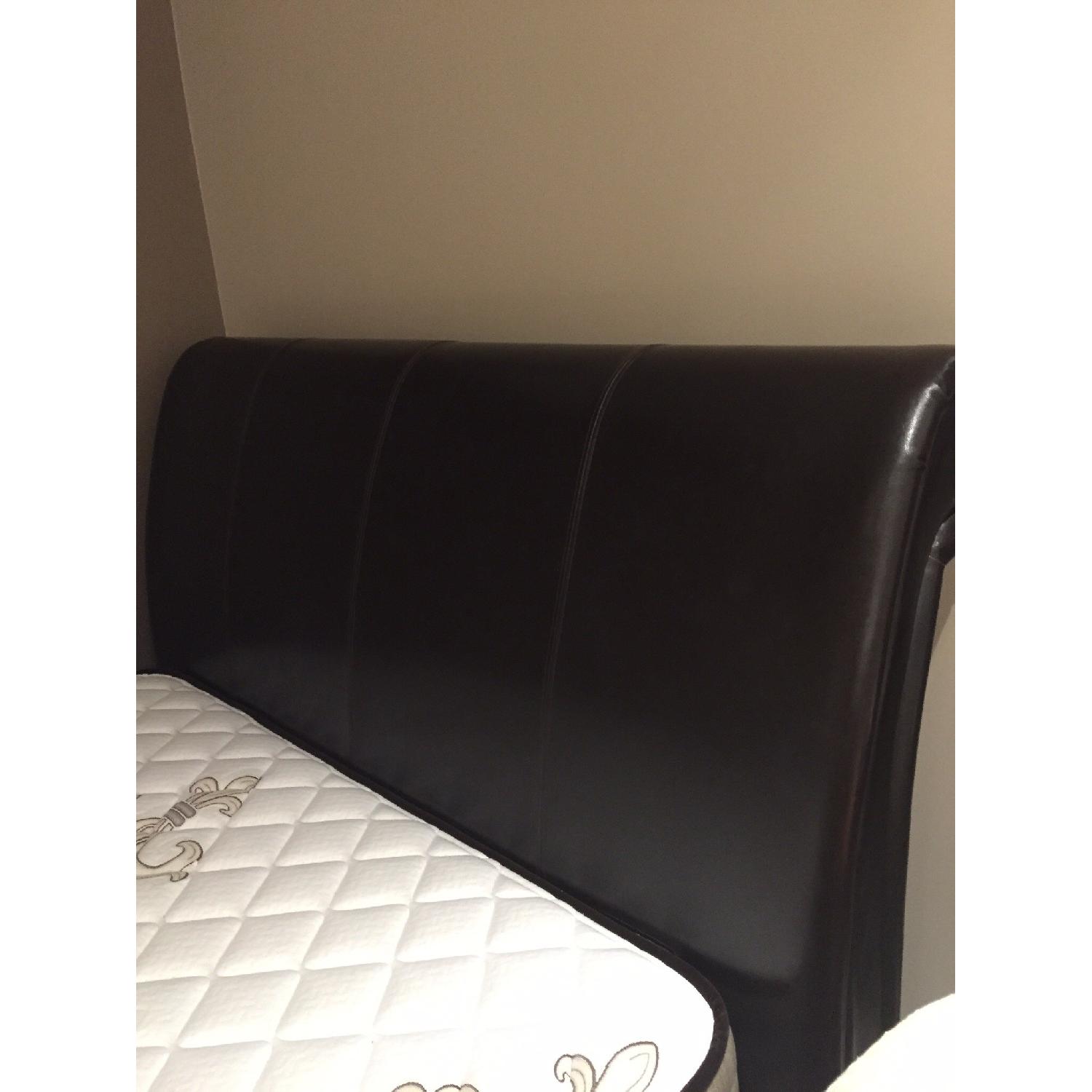 Leather Sleigh Queen Size Bed - image-7