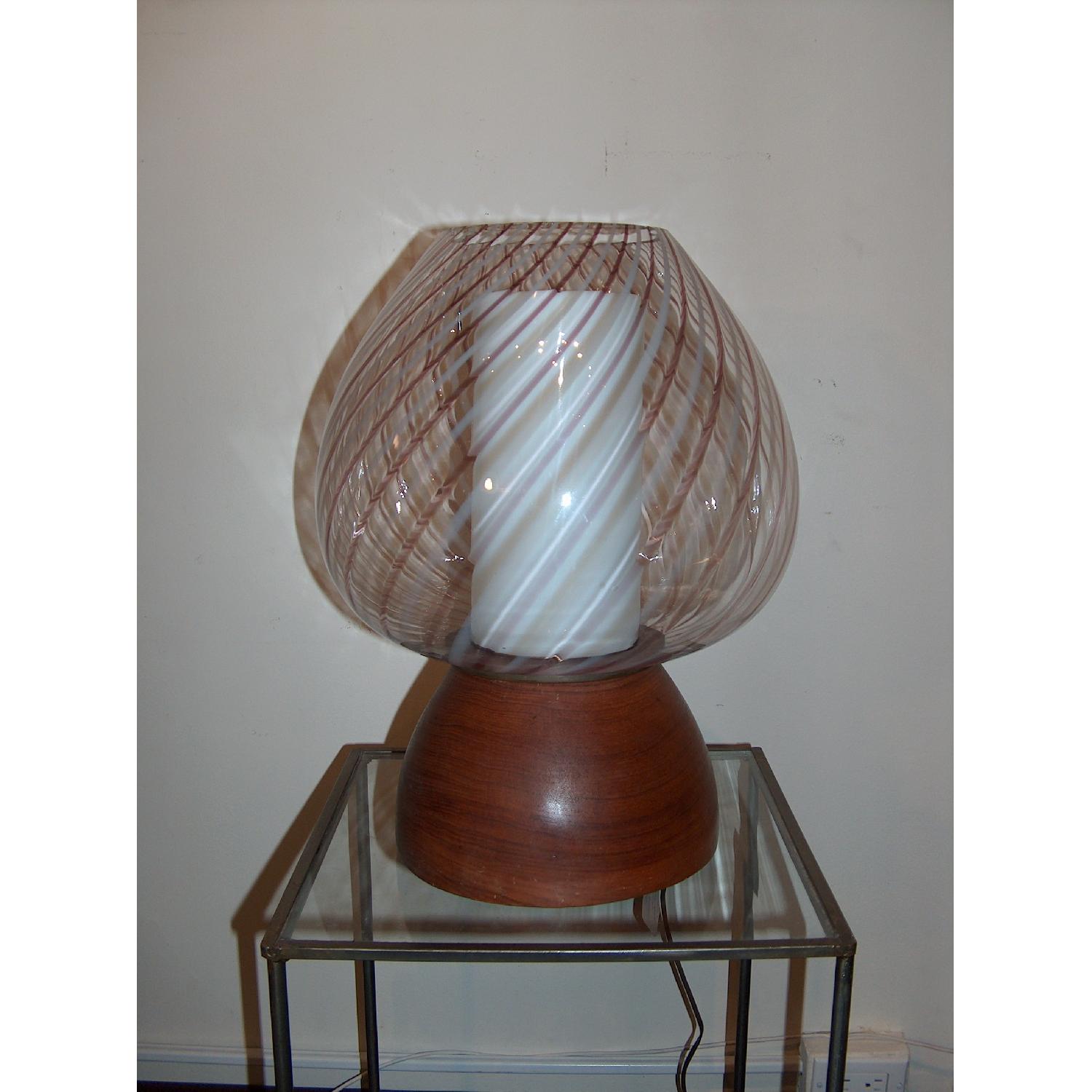 1960's Murano & Walnut Table Lamp - image-1
