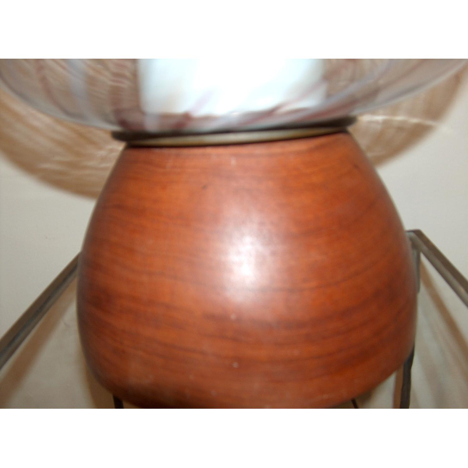 1960's Murano & Walnut Table Lamp - image-2