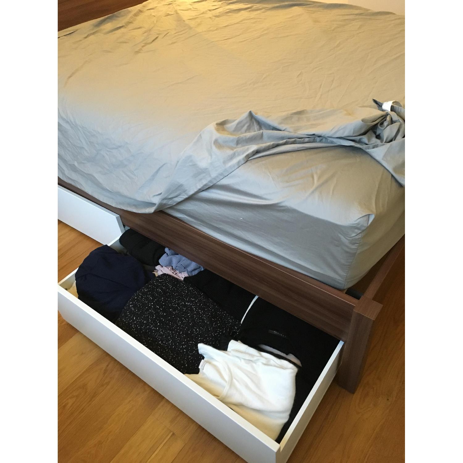 Ikea Nyvoll Bed Frame w/ 4 Malm Storage Boxes - image-2