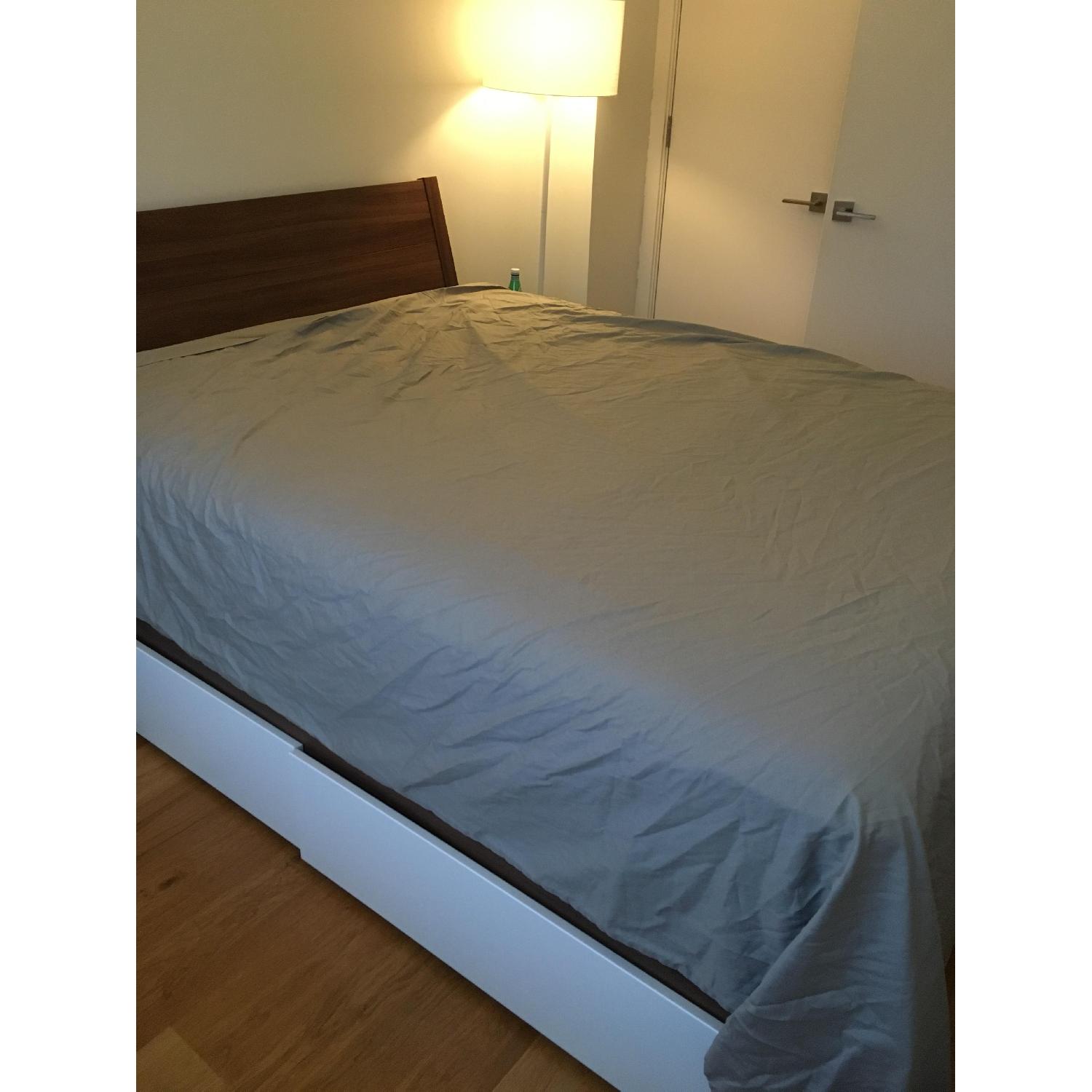 Ikea Nyvoll Bed Frame w/ 4 Malm Storage Boxes AptDeco