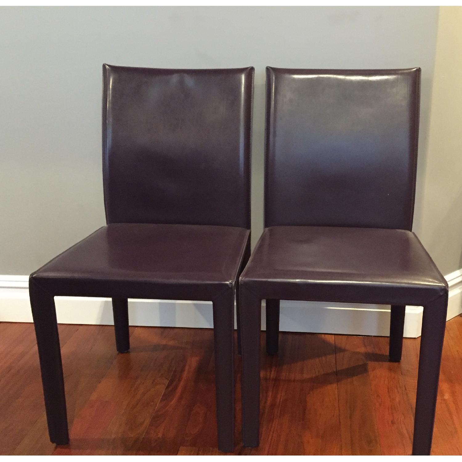 Maria Yee Leather Side Chair in Plum - Pair - image-1