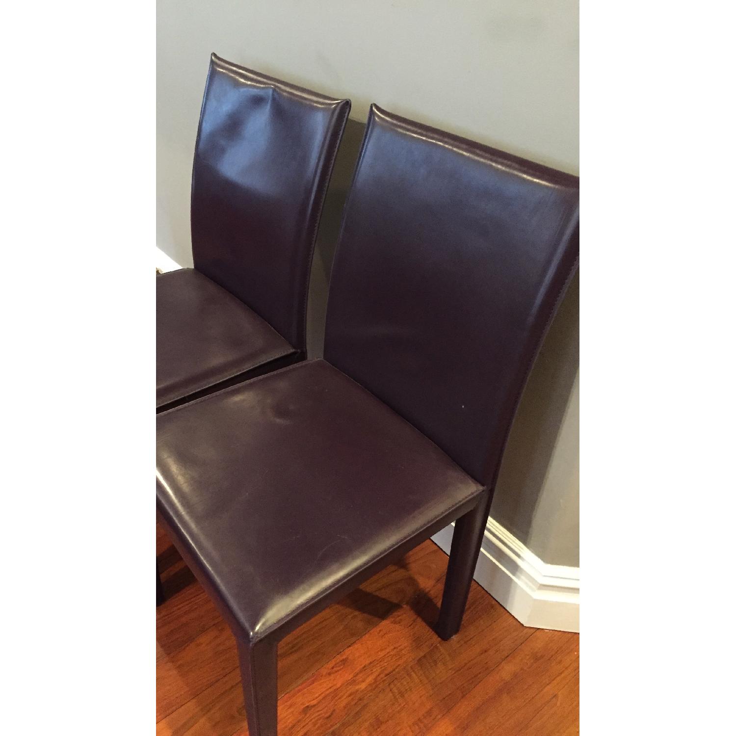 Maria Yee Leather Side Chair in Plum - Pair - image-2