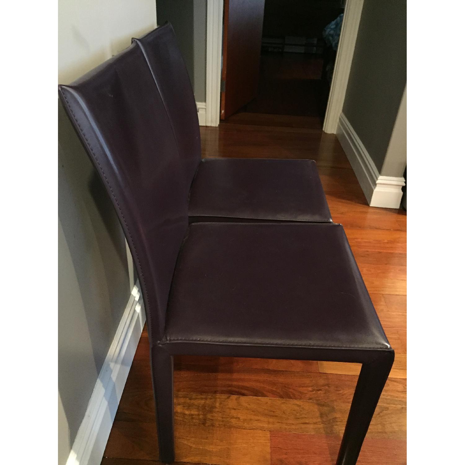 Maria Yee Leather Side Chair in Plum - Pair - image-3