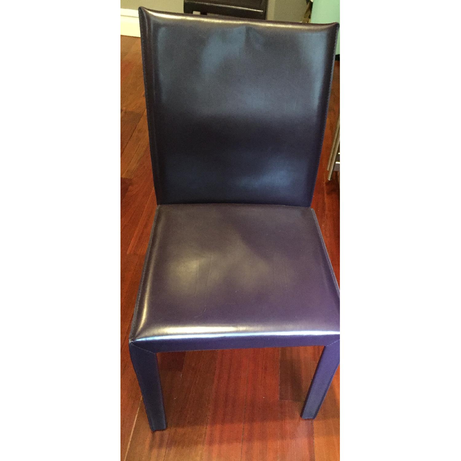 Maria Yee Leather Side Chair in Plum - Pair - image-4