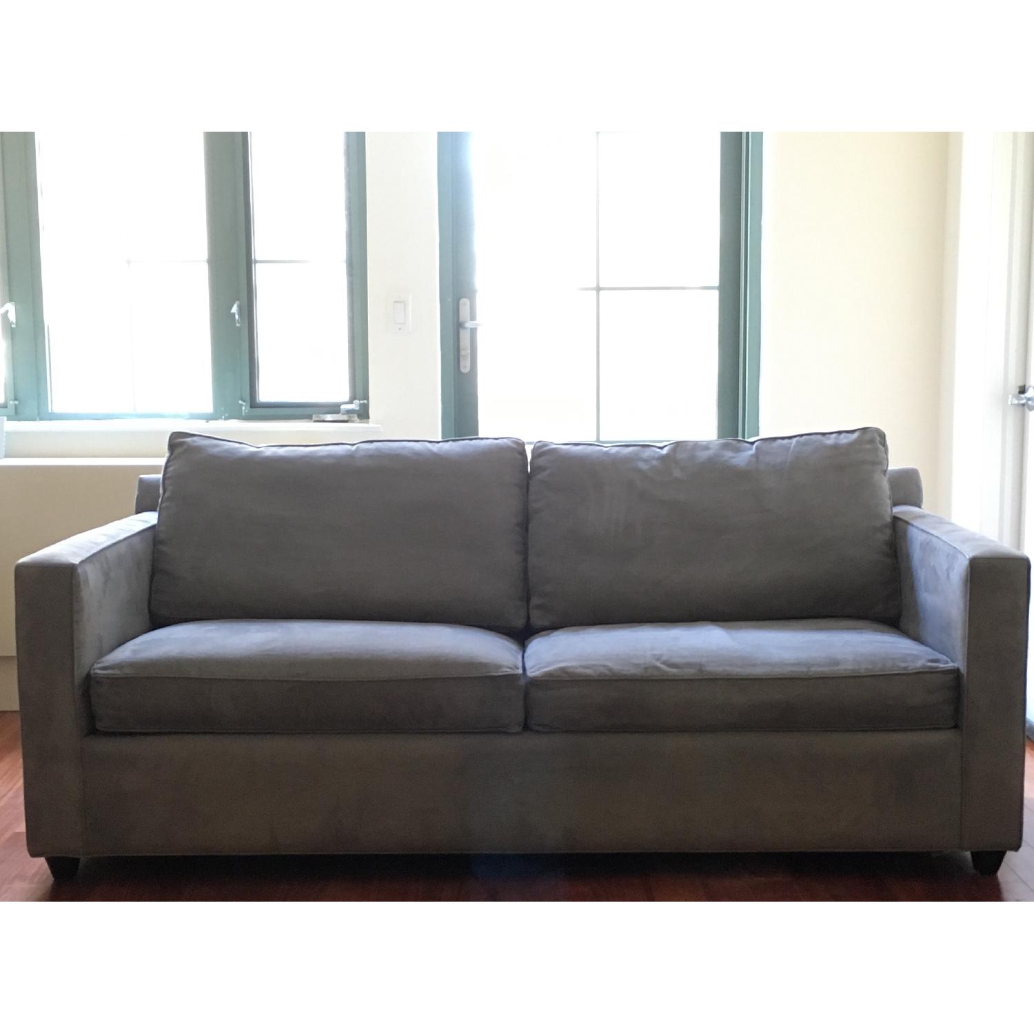 Crate & Barrel Blue Microfiber Sofa AptDeco