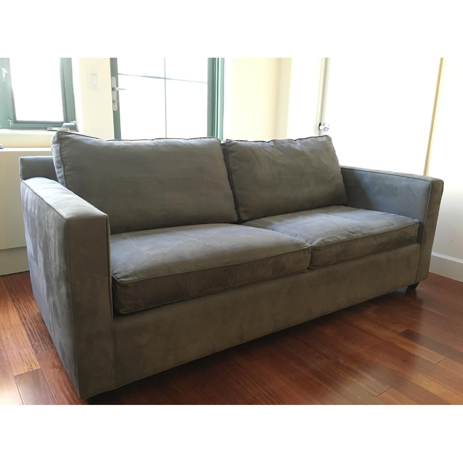 Crate & Barrel Blue Microfiber Sofa - image-2