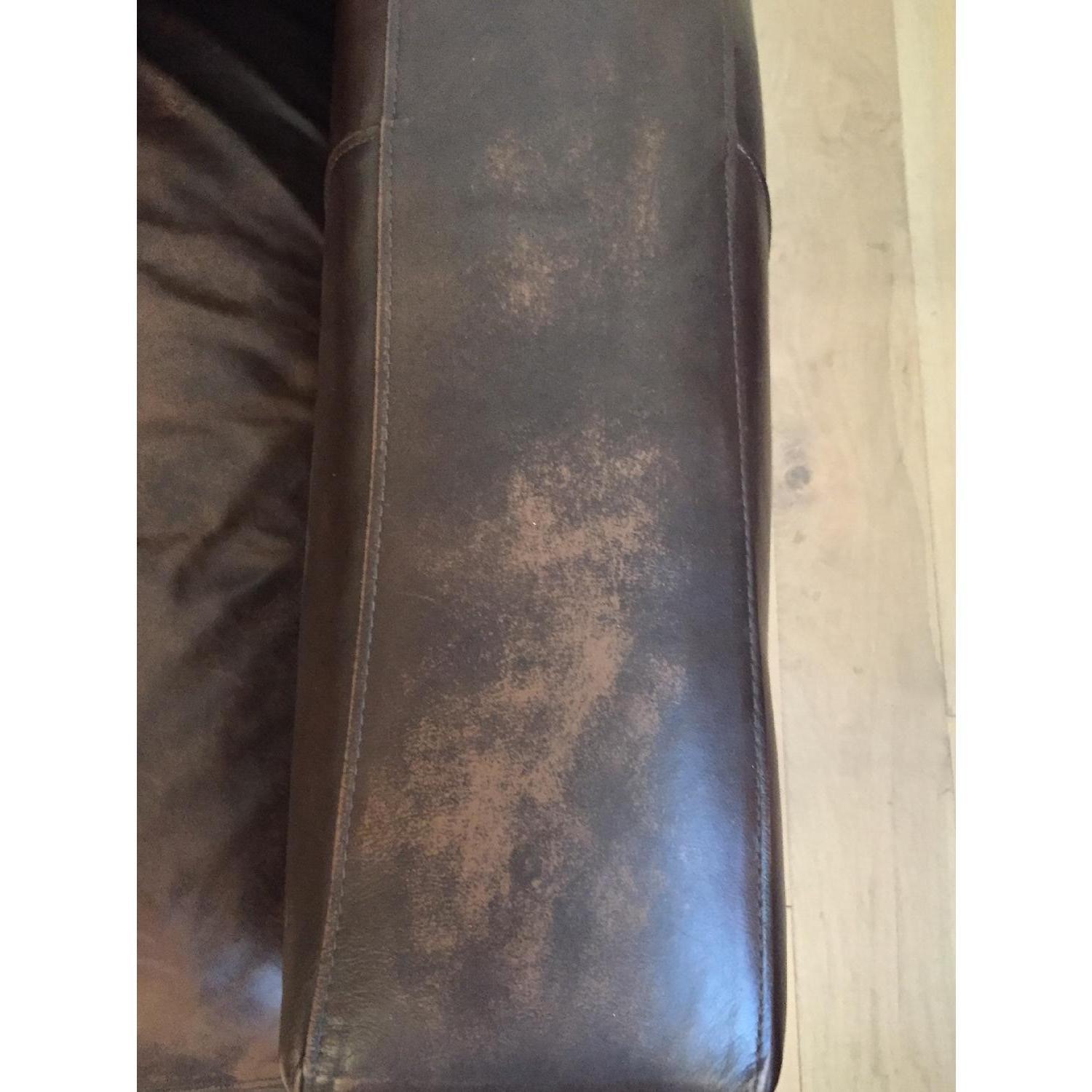 Crate & Barrel Brown Leather Sofa - image-2