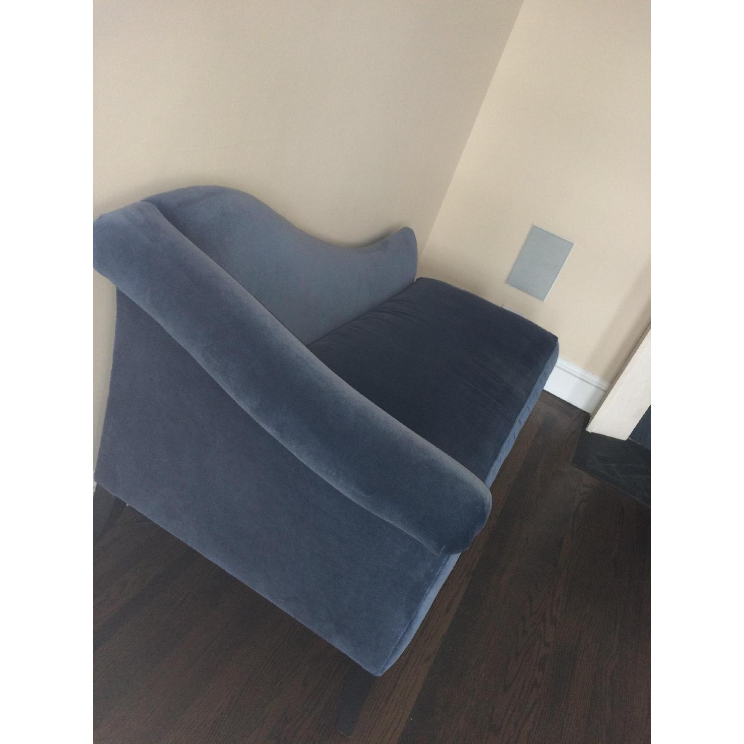 Crate & Barrel Blue Velvet Chaise Lounge - image-2