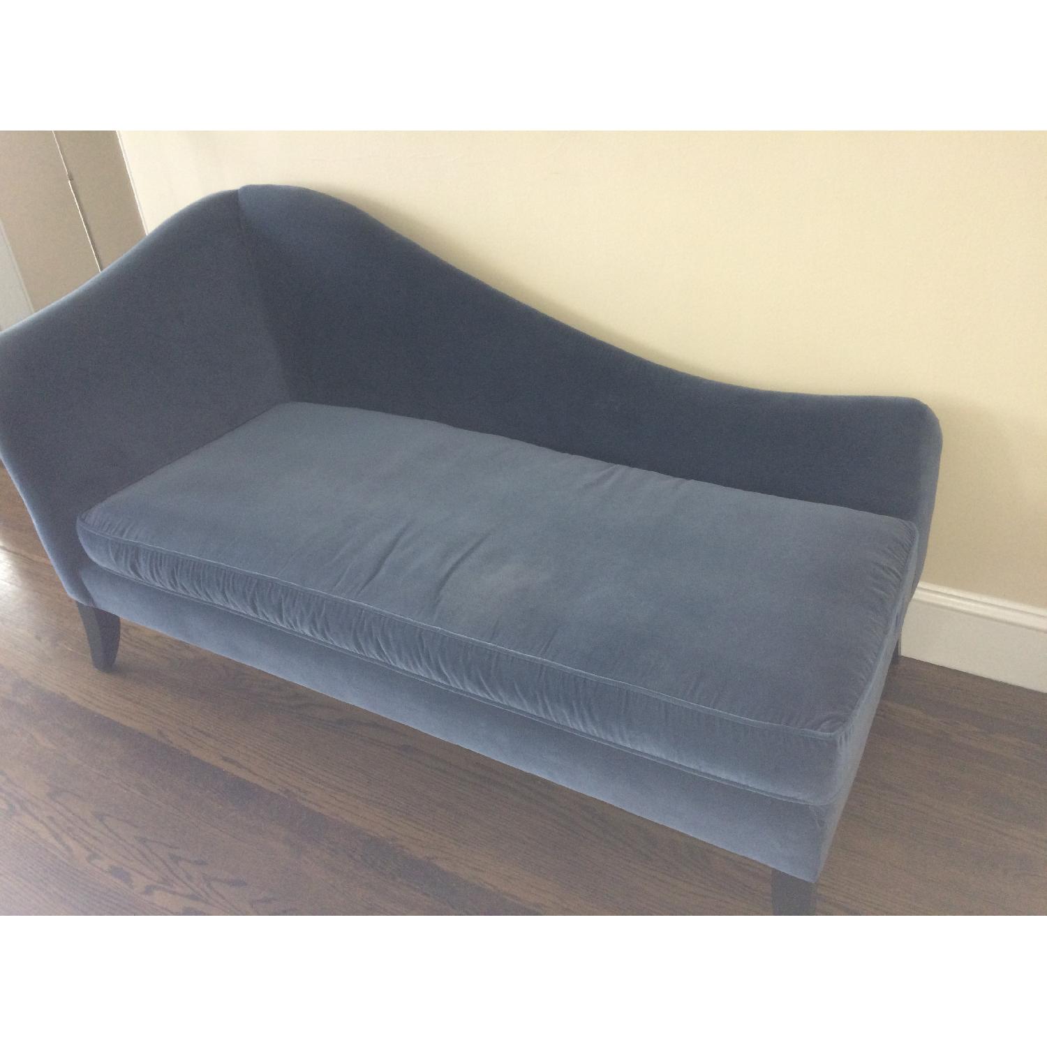 Crate & Barrel Blue Velvet Chaise Lounge - image-3