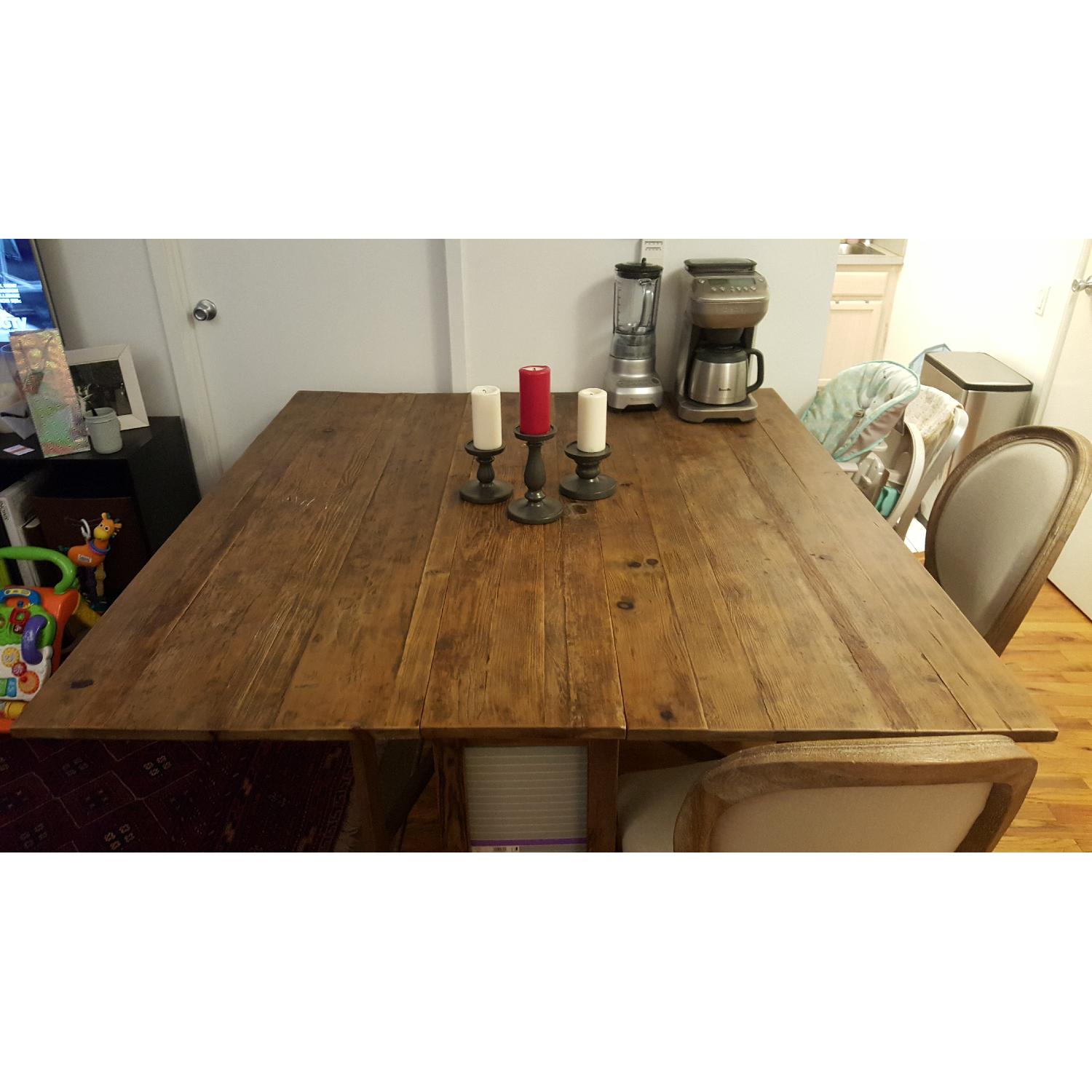 ABC Home Natural Wood Dining Table w/ 2 Sided Drop Leaf - image-1