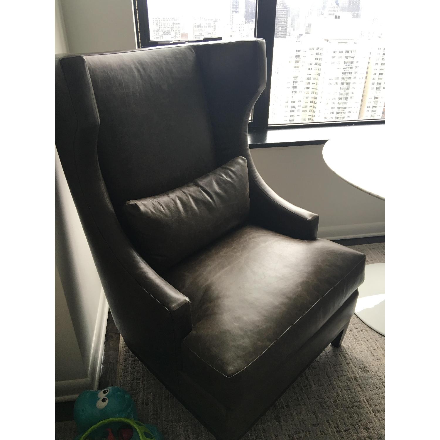 Bernhardt Interiors Pascal Wingback Leather Chairs - Pair - image-1