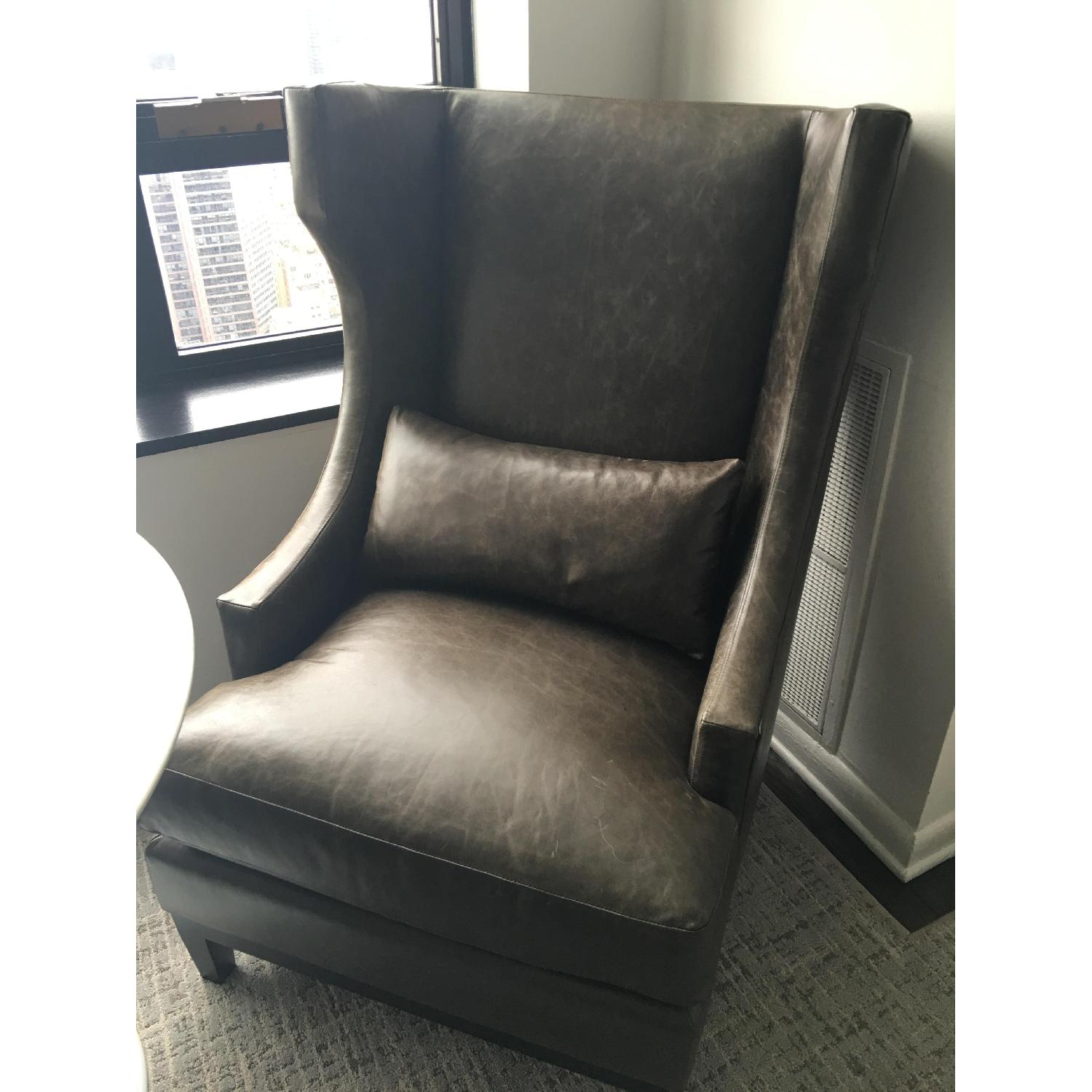 Bernhardt Interiors Pascal Wingback Leather Chairs - Pair - image-2