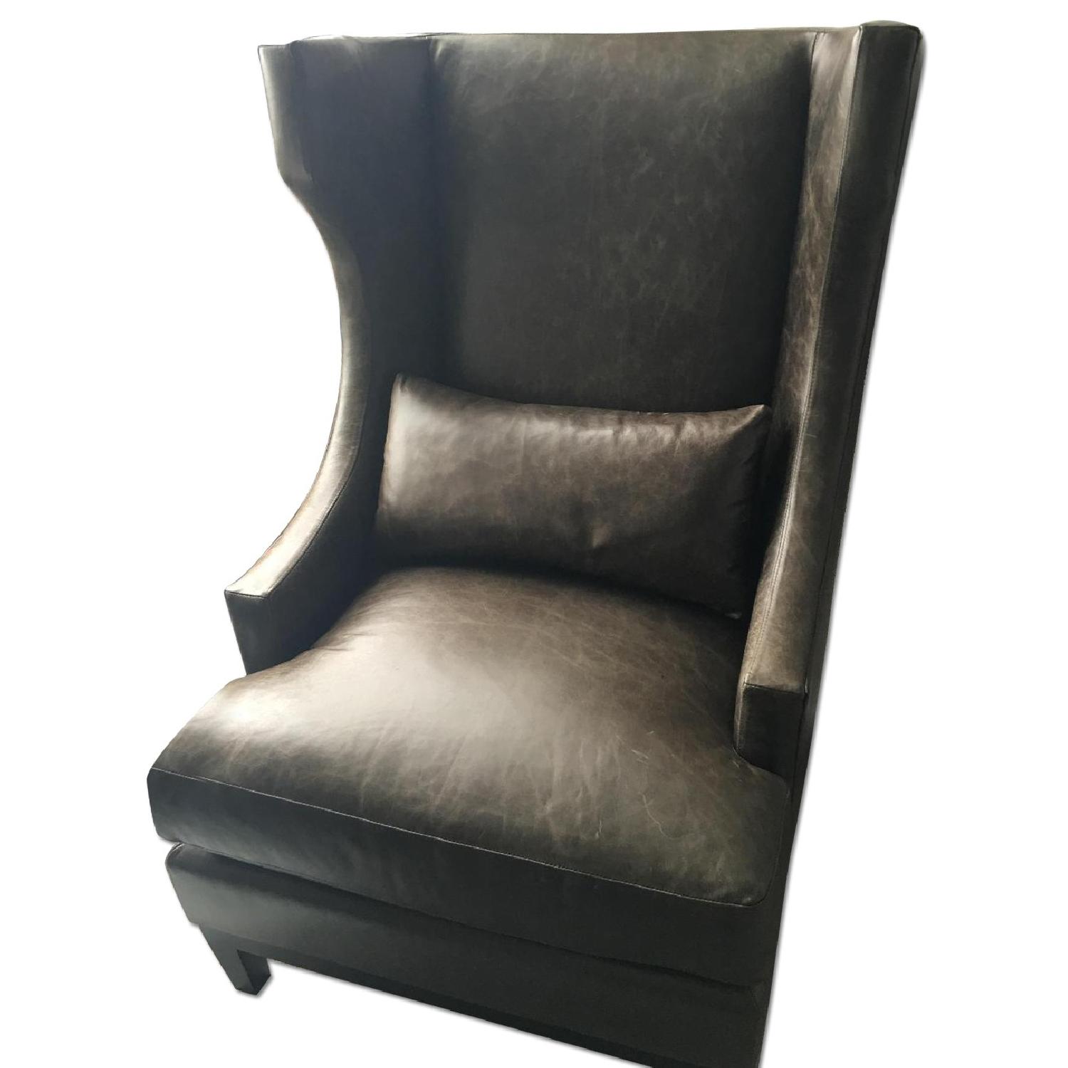 Bernhardt Interiors Pascal Wingback Leather Chairs - Pair - image-0