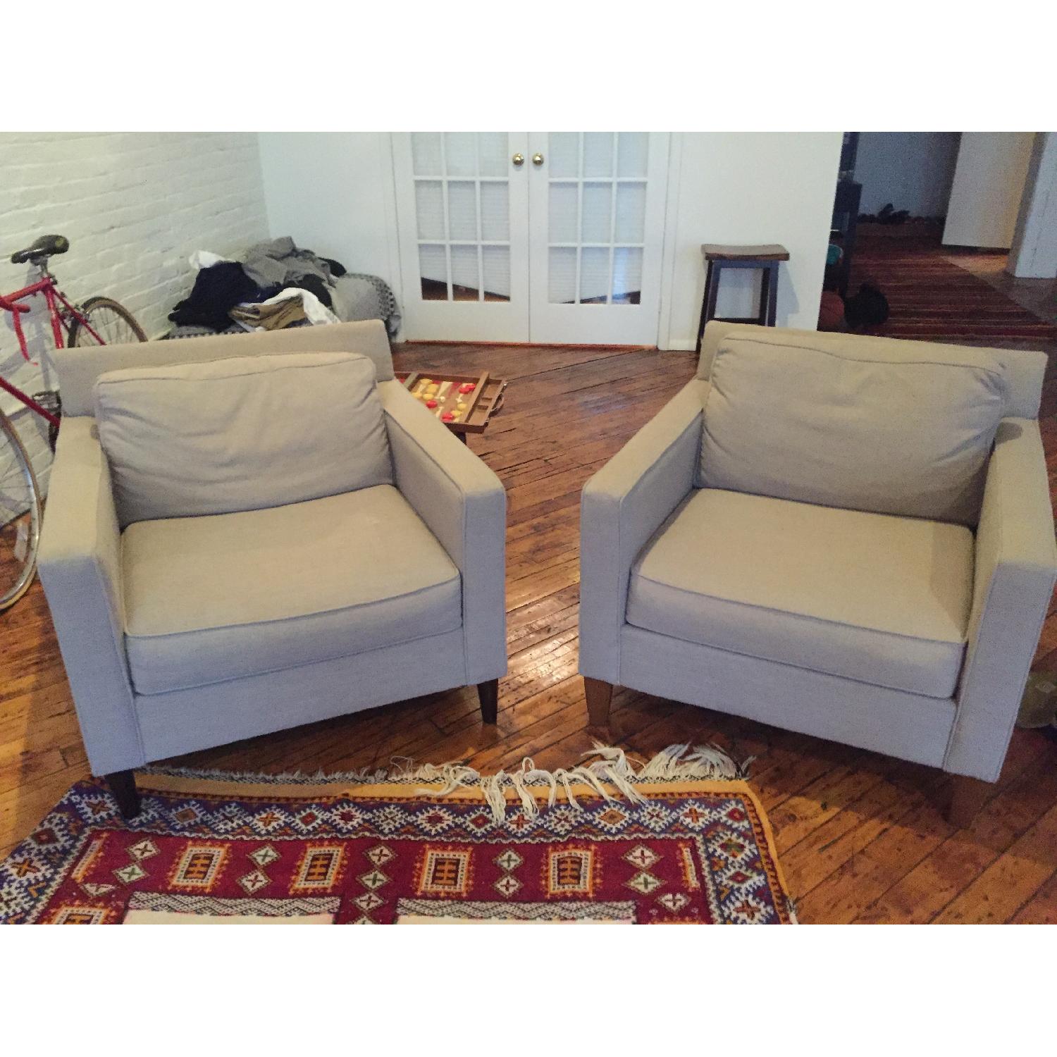 West Elm Arm Chairs - Pair - image-1