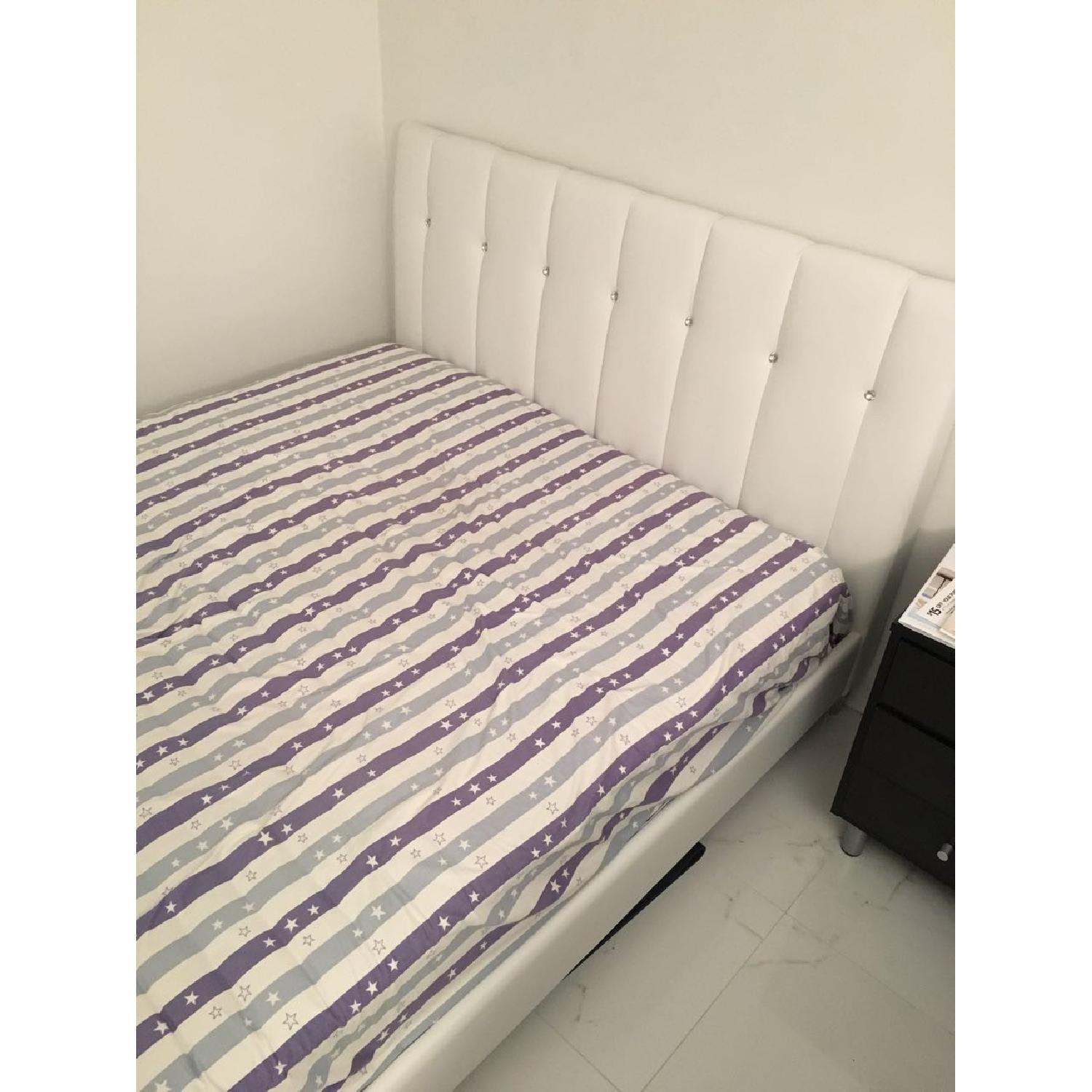 Baxton Studio Vino Full Size Bed w/ Upholstered Headboard in White - image-2