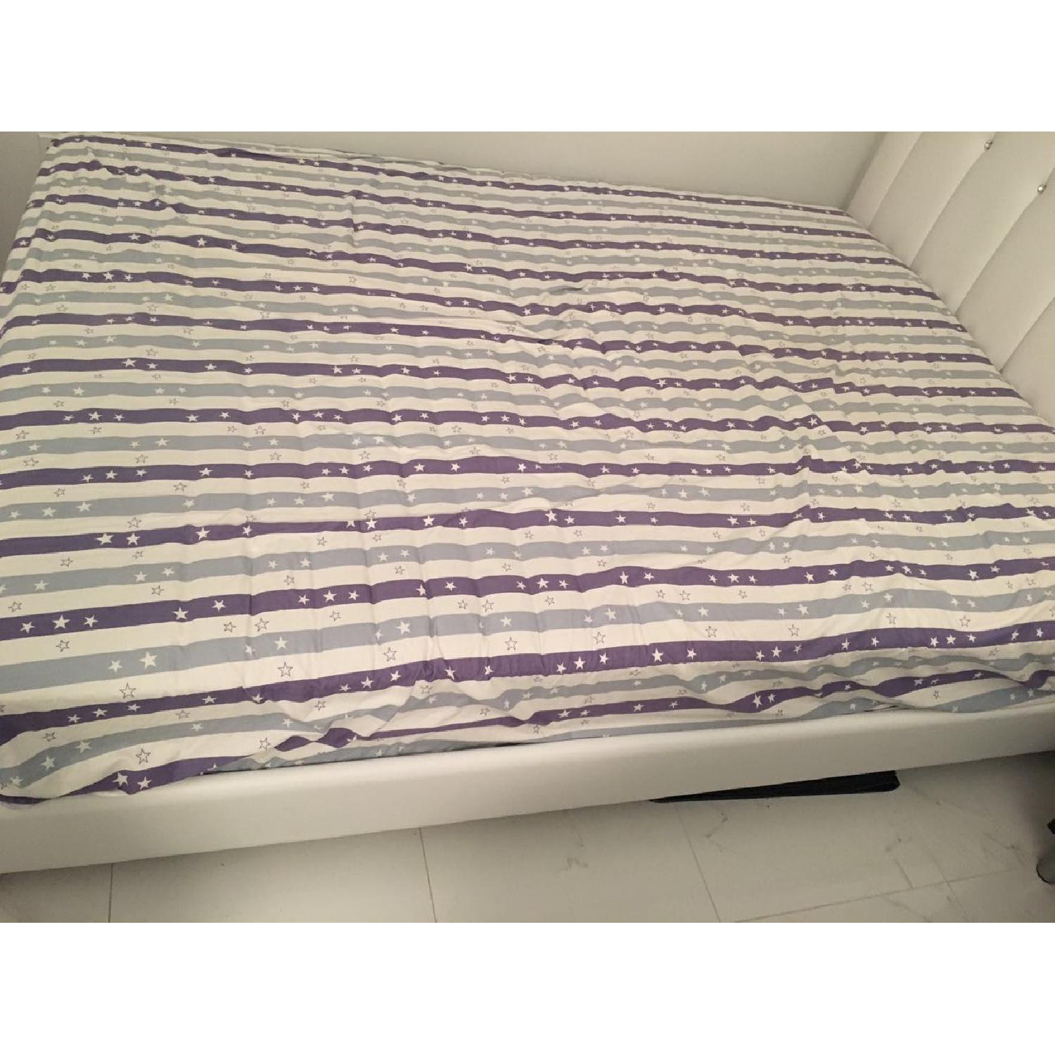Baxton Studio Vino Full Size Bed w/ Upholstered Headboard in White - image-3