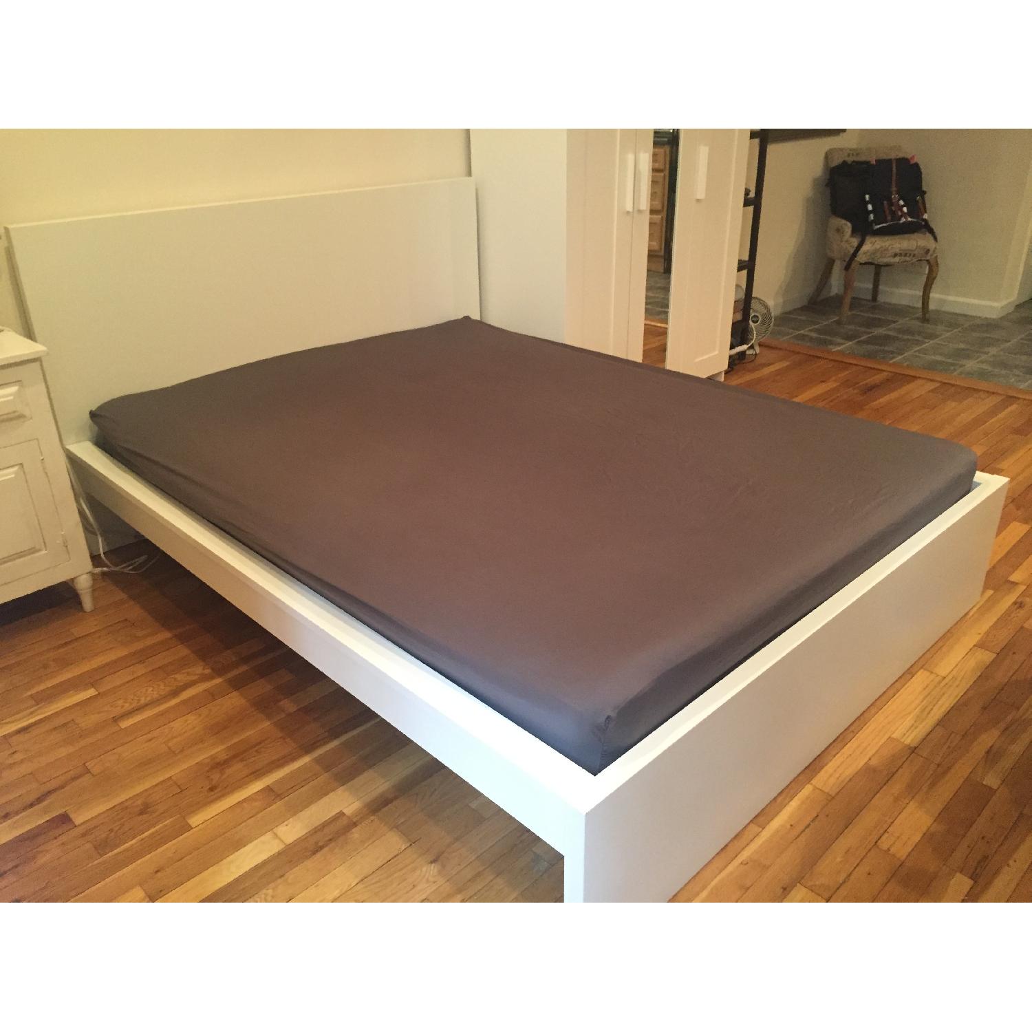 Ikea Queen Malm High Bed Frame w/ Slatted Bed Base AptDeco