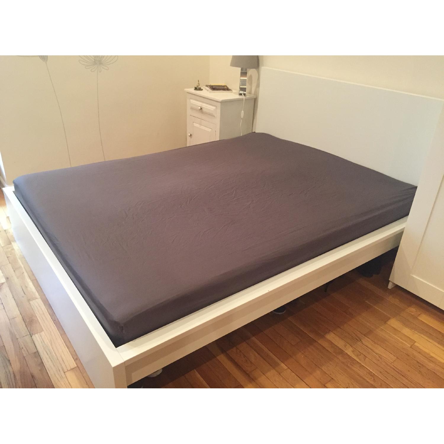 Ikea Queen Malm High Bed Frame w/ Slatted Bed Base AptDeco