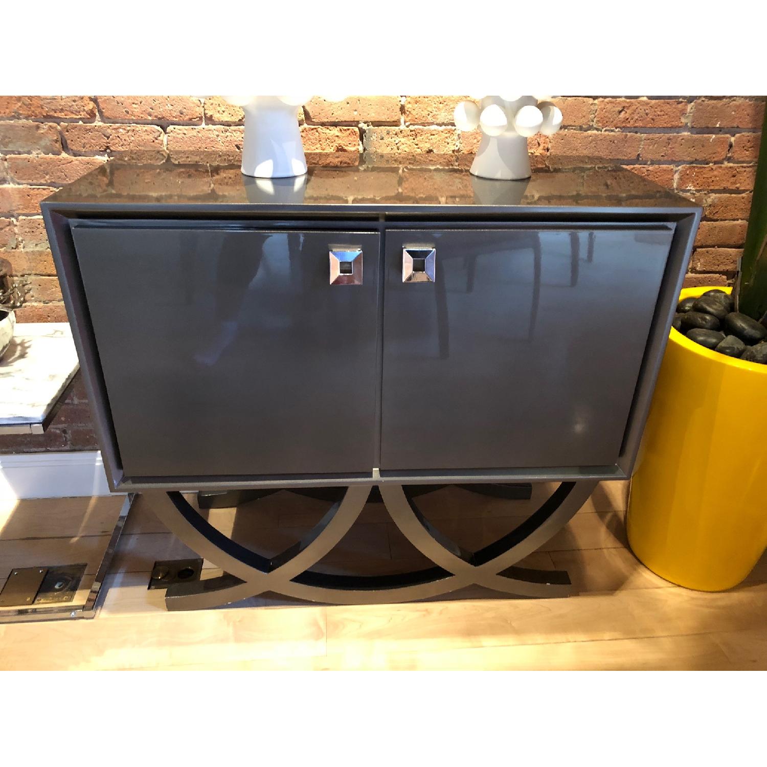 Console Lacquer Grey Lacquer Console - AptDeco