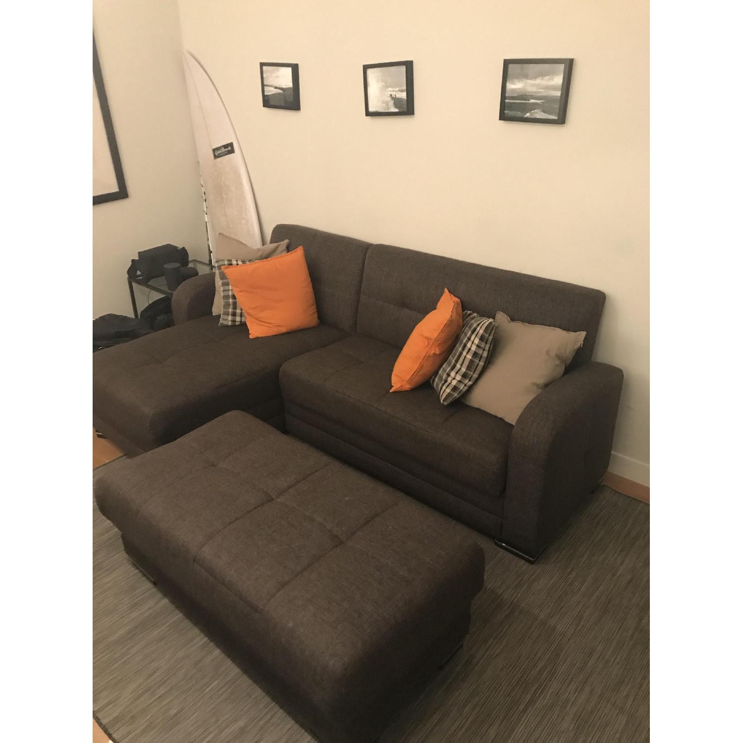 Istikbal Brown Sleeper Sectional Sofa w/ Storage AptDeco