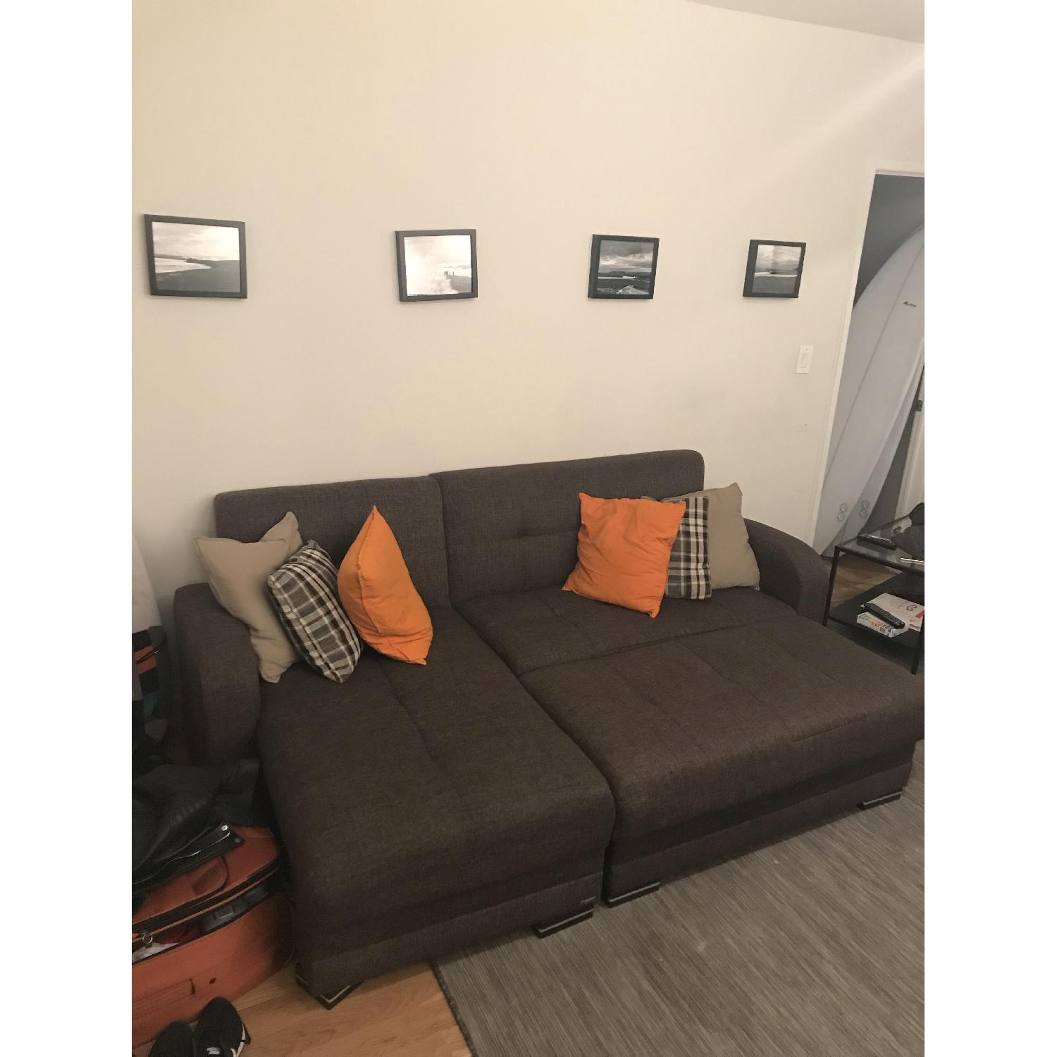 Istikbal Brown Sleeper Sectional Sofa w/ Storage AptDeco