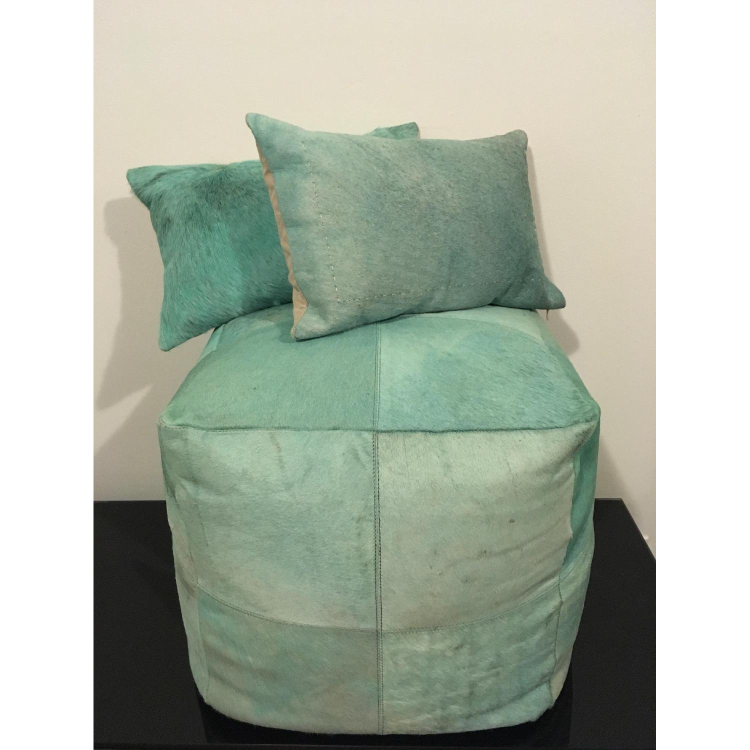 CB2 Pony Up Aqua Pillow - image-1