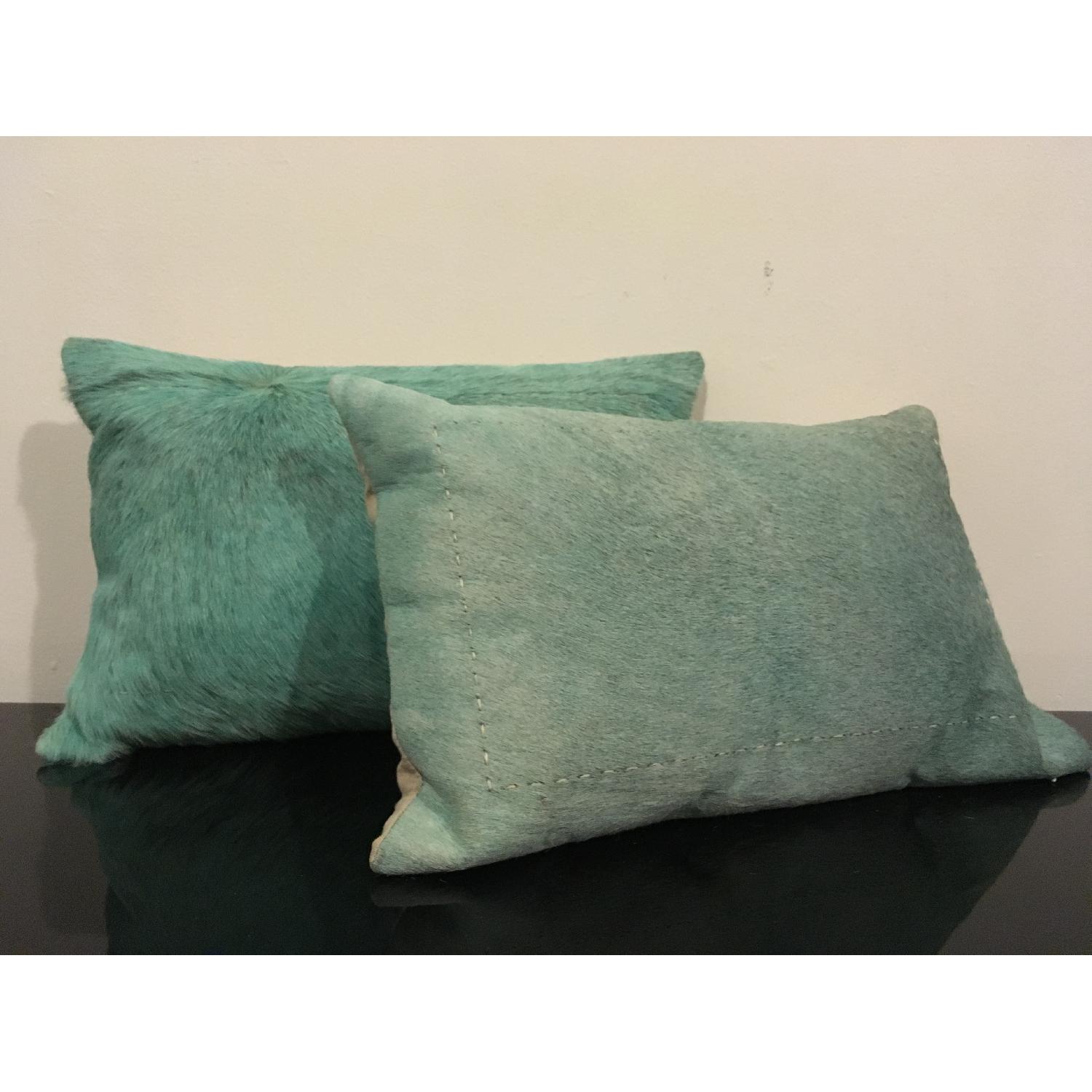 CB2 Pony Up Aqua Pillow - image-2