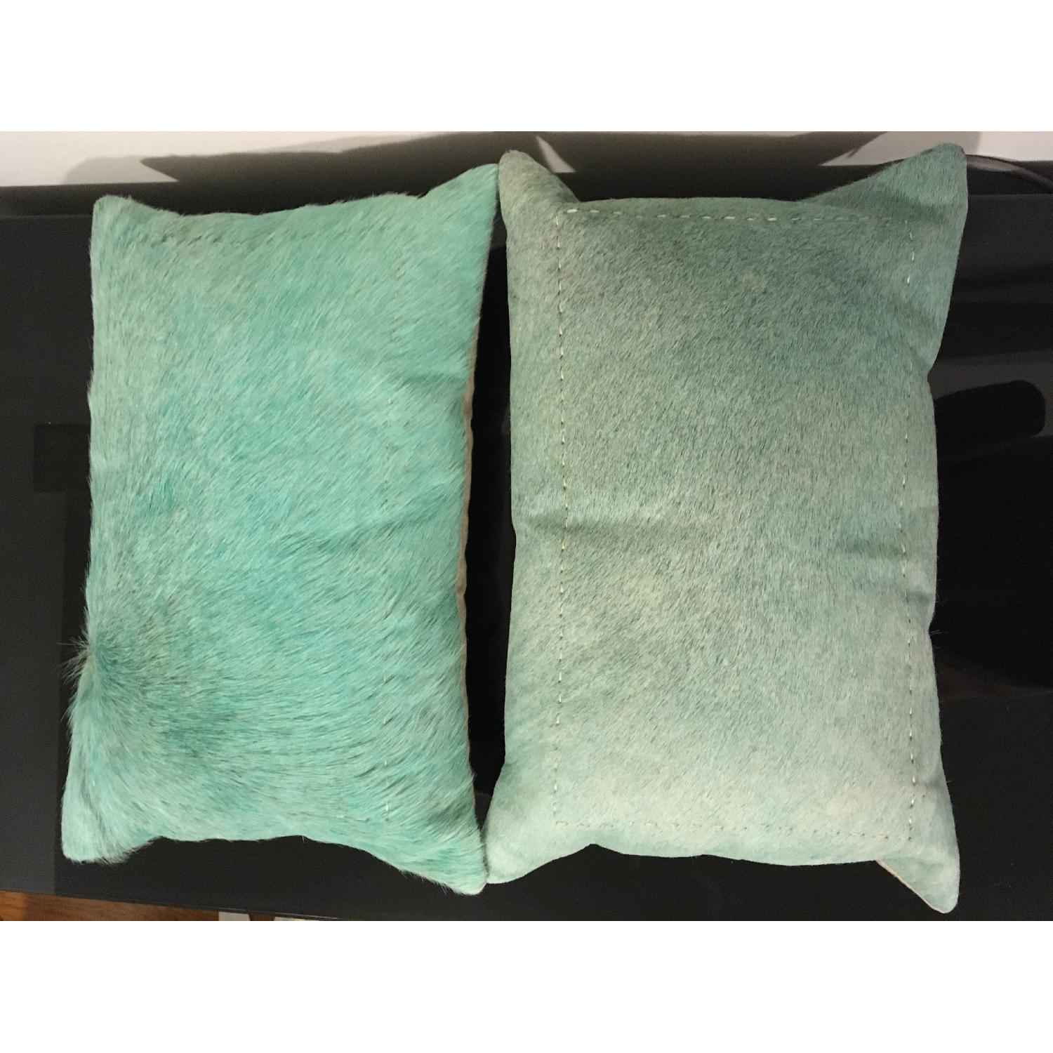 CB2 Pony Up Aqua Pillow - image-4