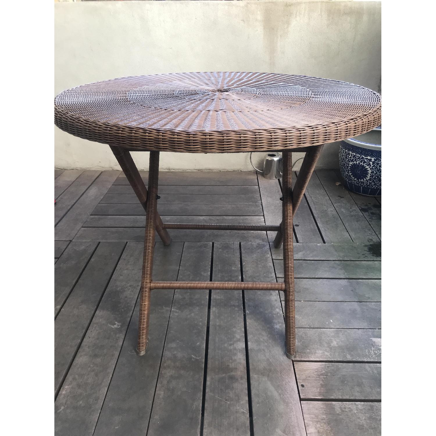 Crate & Barrel Outdoor Wicker Round Table - image-3