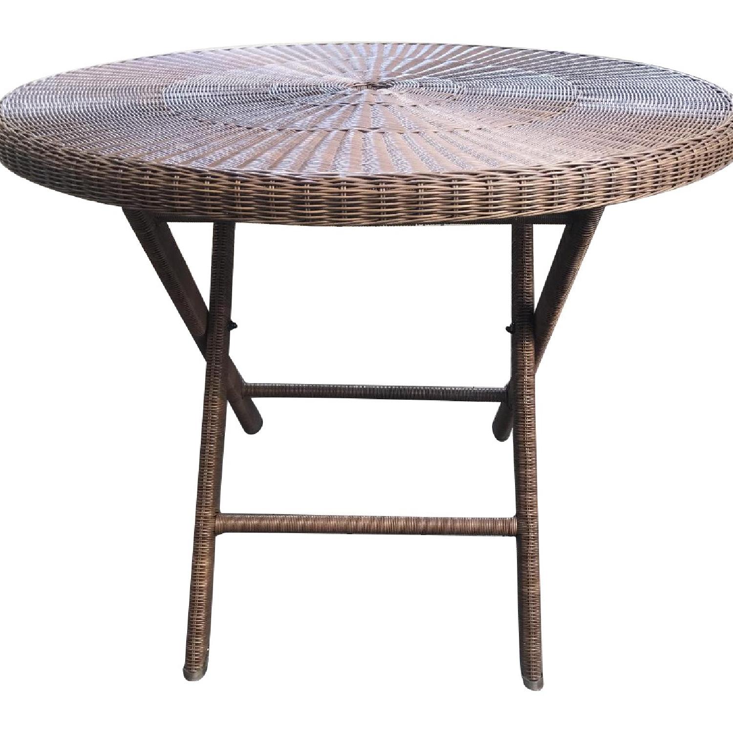 Crate & Barrel Outdoor Wicker Round Table - image-0