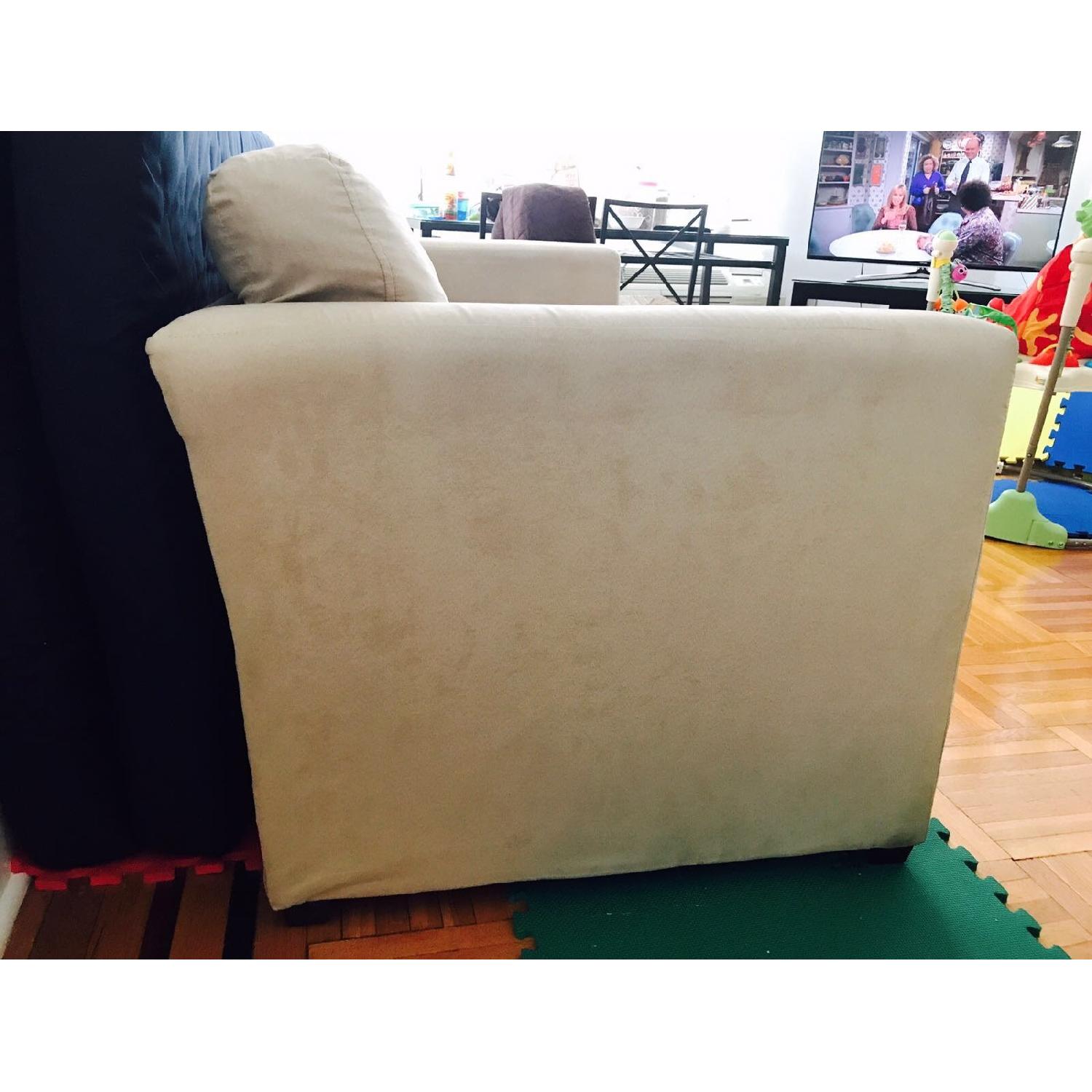 White Fabric 3 Seater Sofa - image-1
