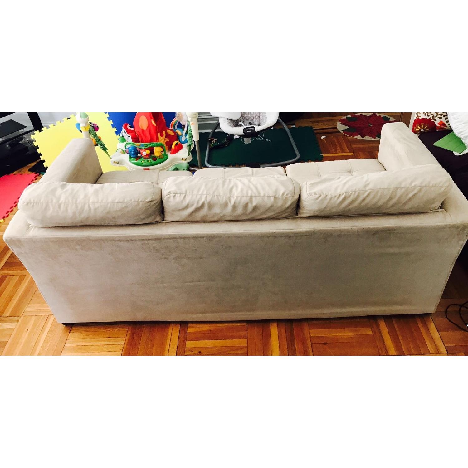 White Fabric 3 Seater Sofa - image-2