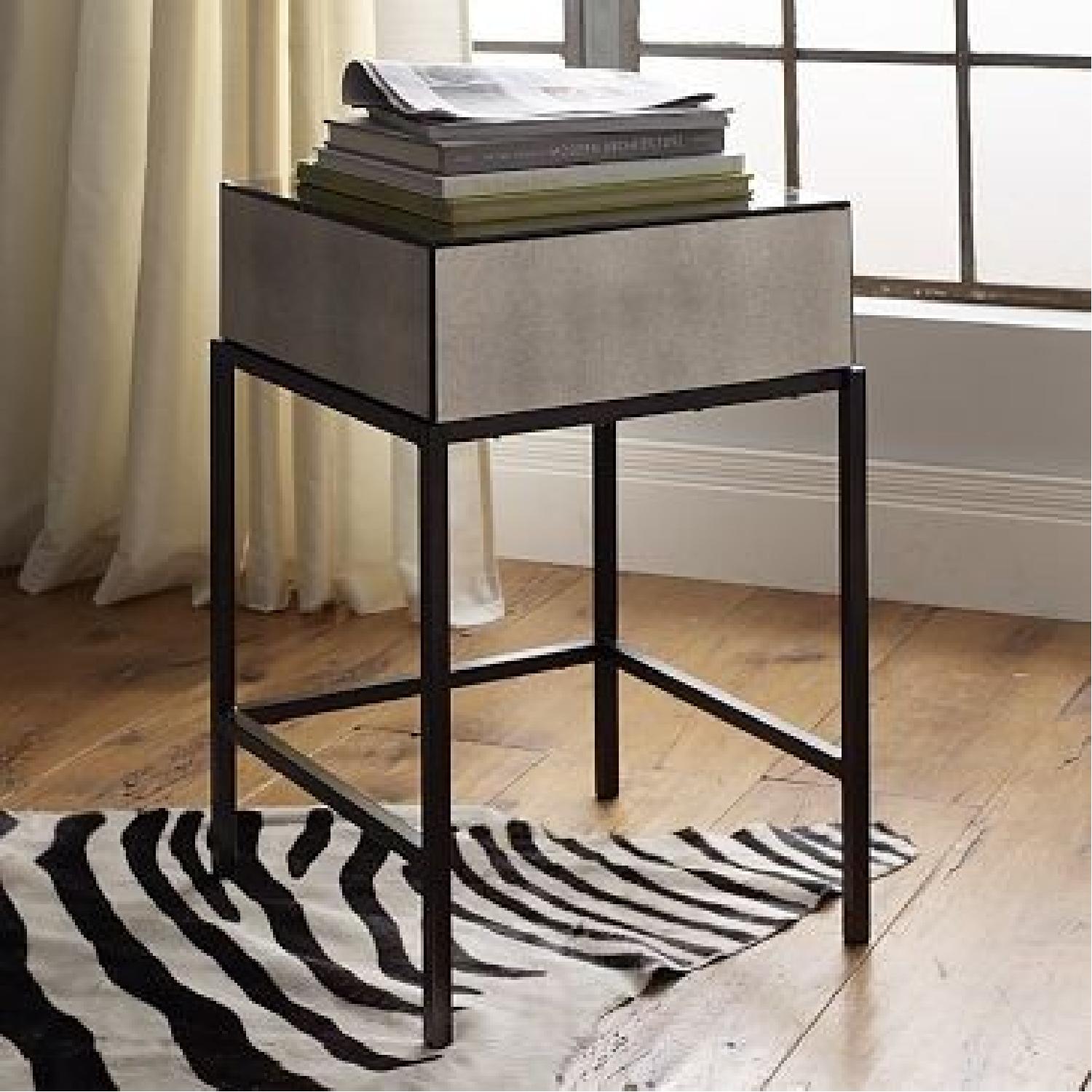 West Elm Foxed Mirrored Nightstand AptDeco