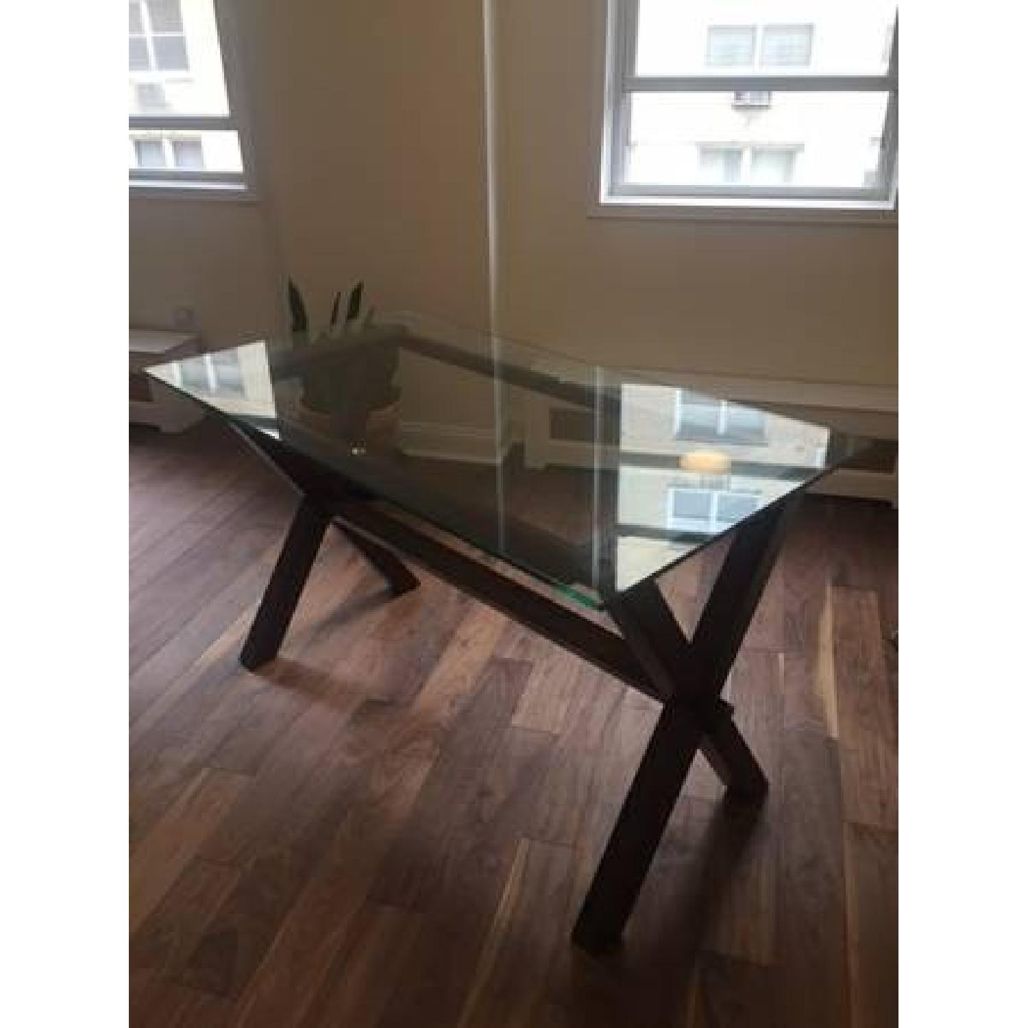 Pottery Barn Wood & Glass Ava Desk AptDeco