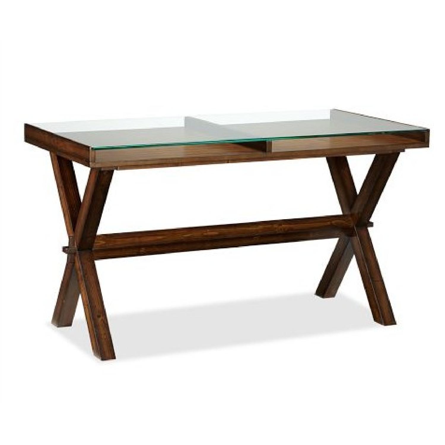 Pottery Barn Wood & Glass Ava Desk AptDeco