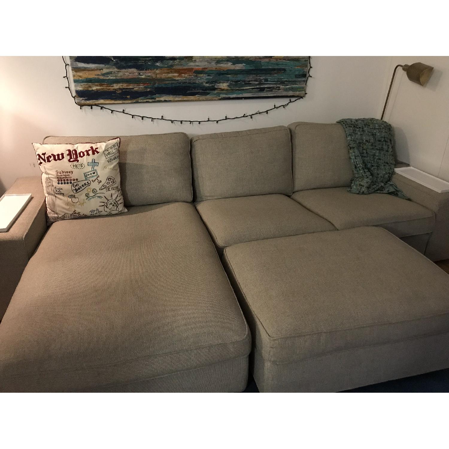 Ikea Kivil Light Grey Sectional Sofa & Storage Ottoman - image-1