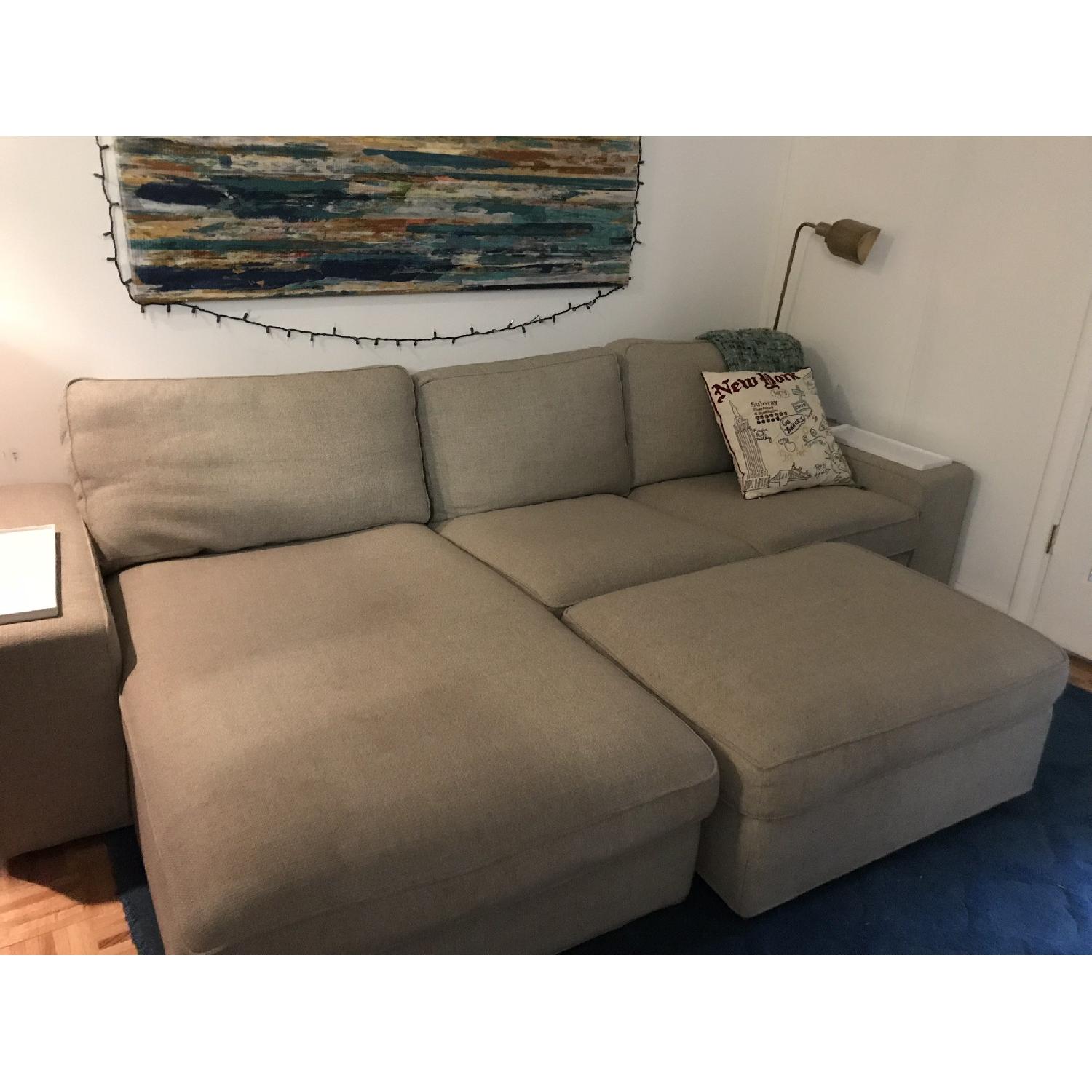 Ikea Kivil Light Grey Sectional Sofa & Storage Ottoman - image-2