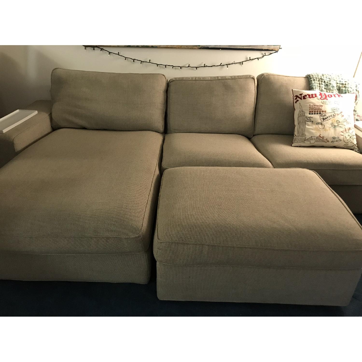 Ikea Kivil Light Grey Sectional Sofa & Storage Ottoman - image-3