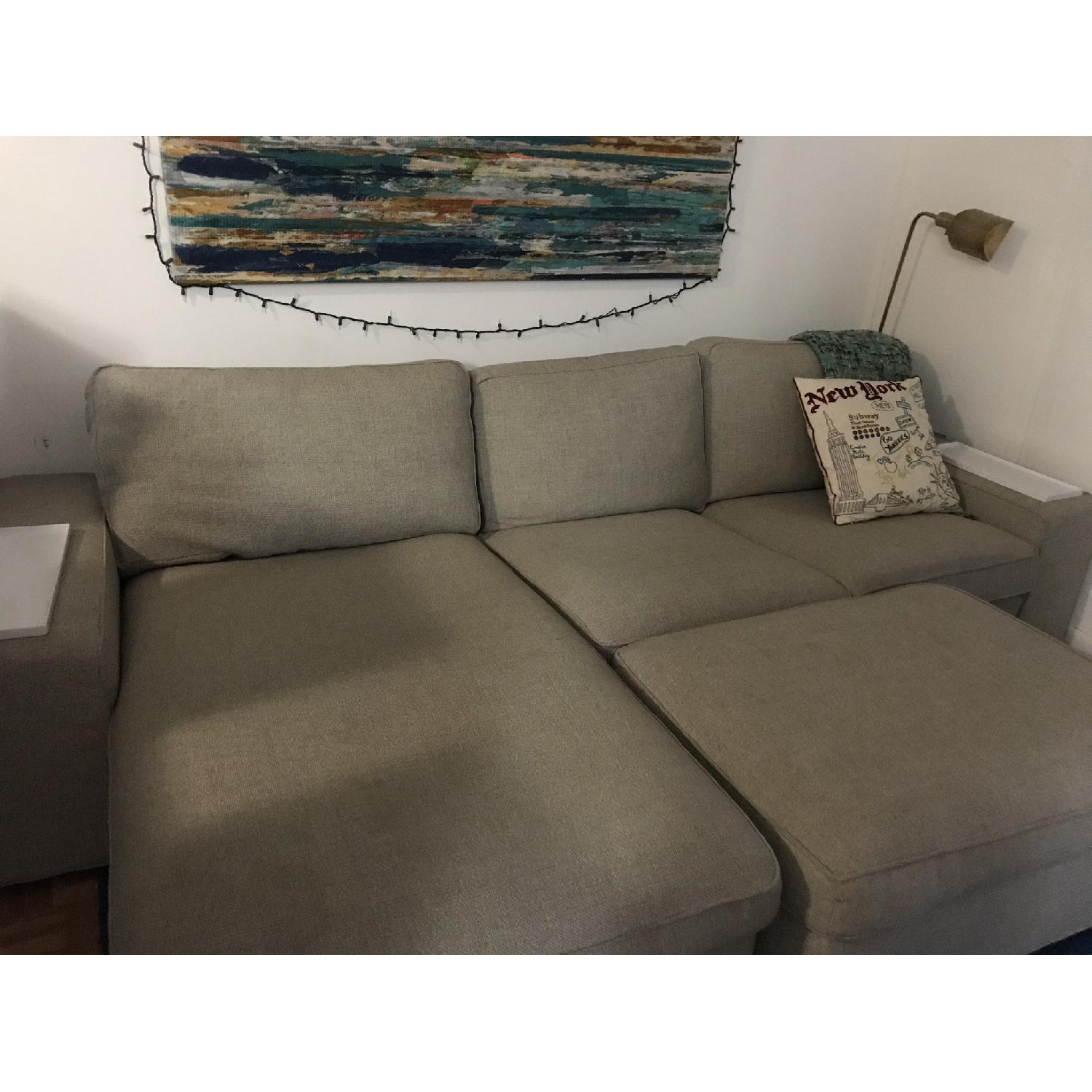 Ikea Kivil Light Grey Sectional Sofa & Storage Ottoman - image-4